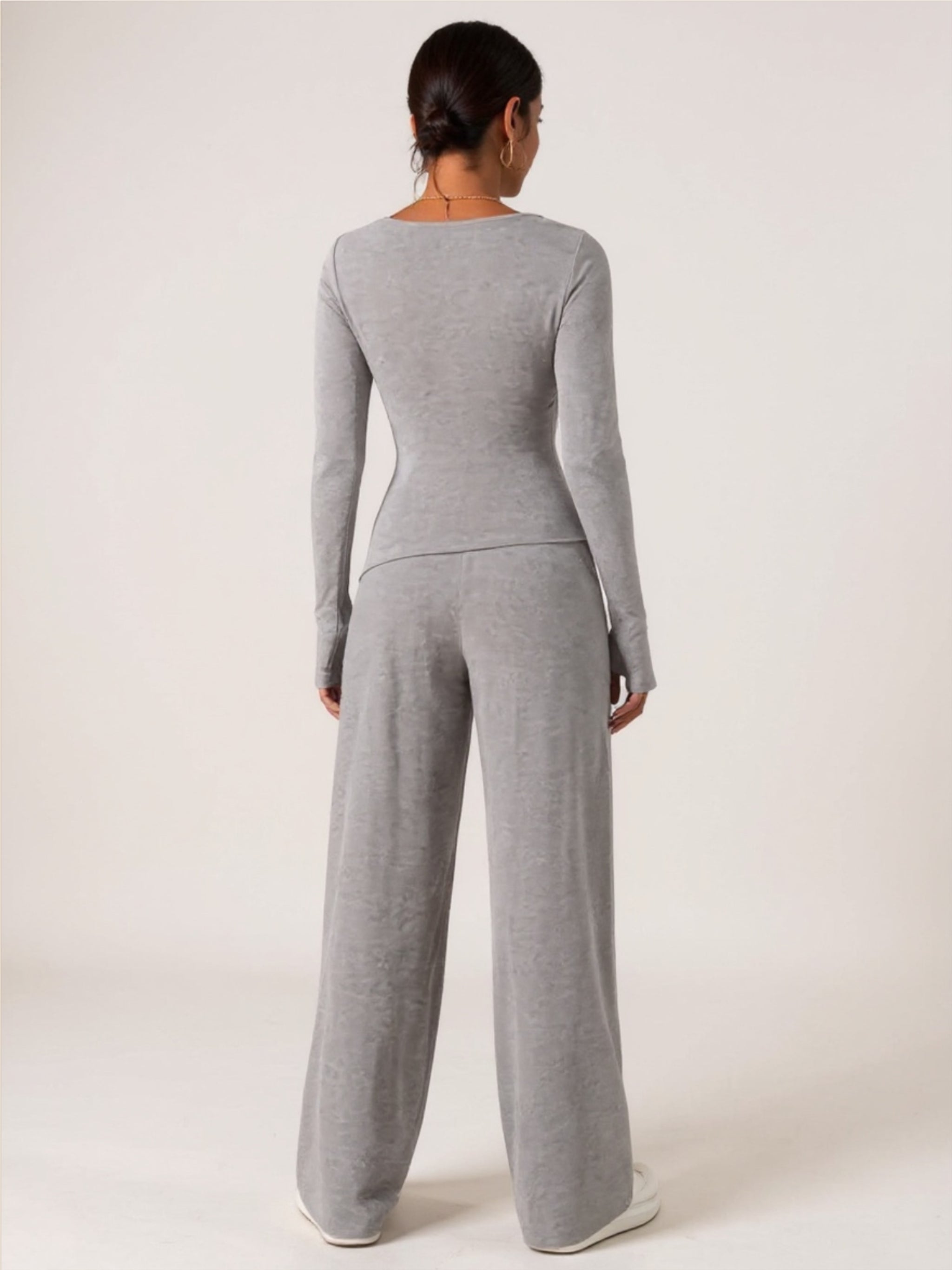 Round Neck Long Sleeve Top & Pants Set