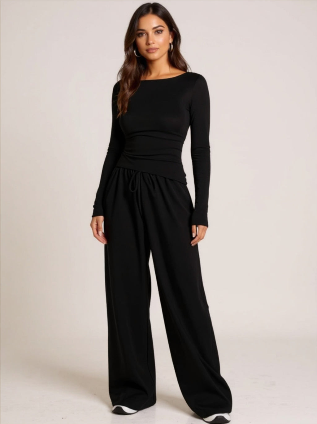 Round Neck Long Sleeve Top & Pants Set