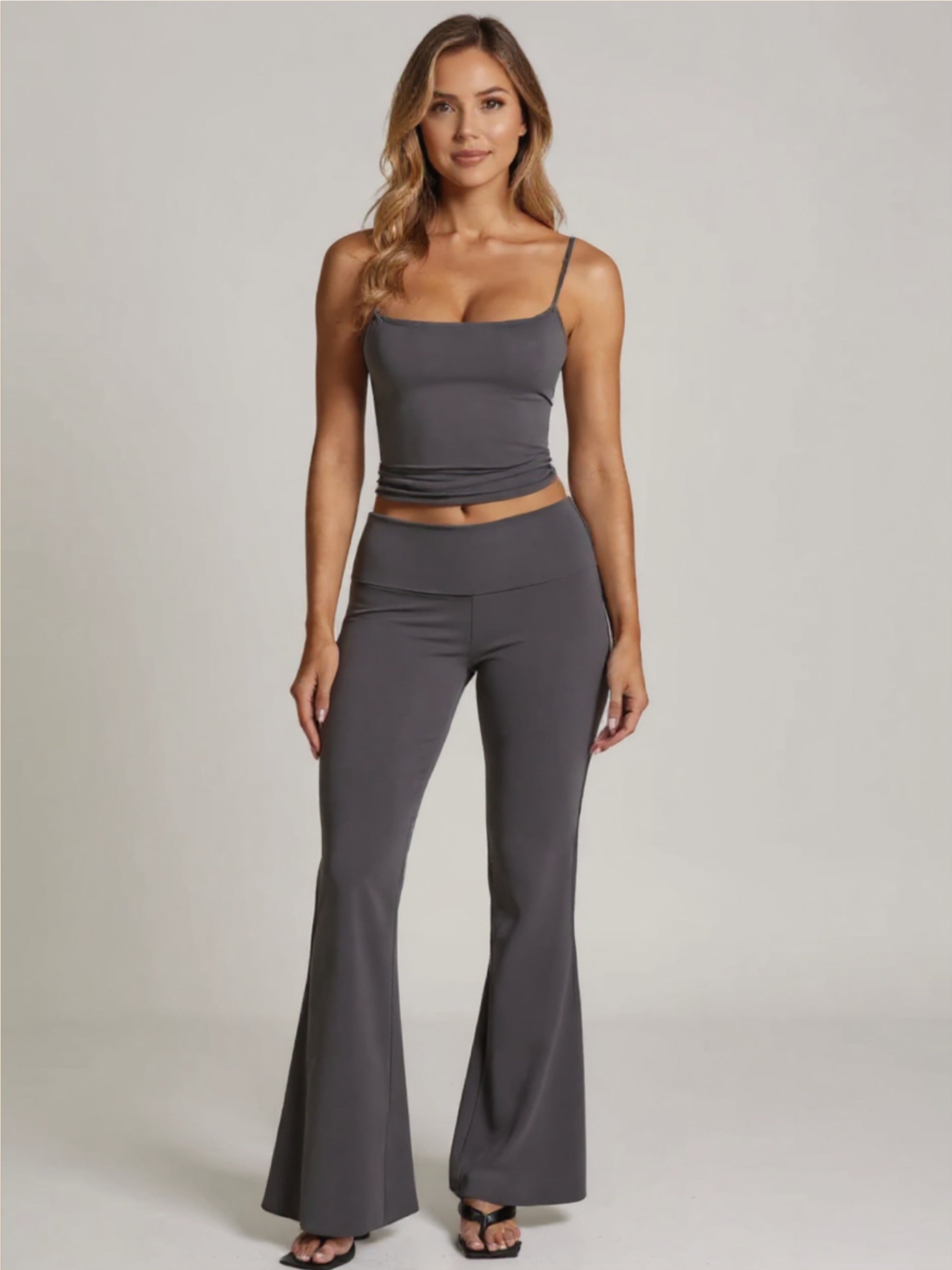 Grey Cami Top & Flare Pants Matching Set