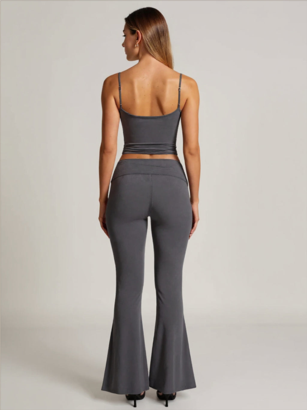 Grey Cami Top & Flare Pants Matching Set