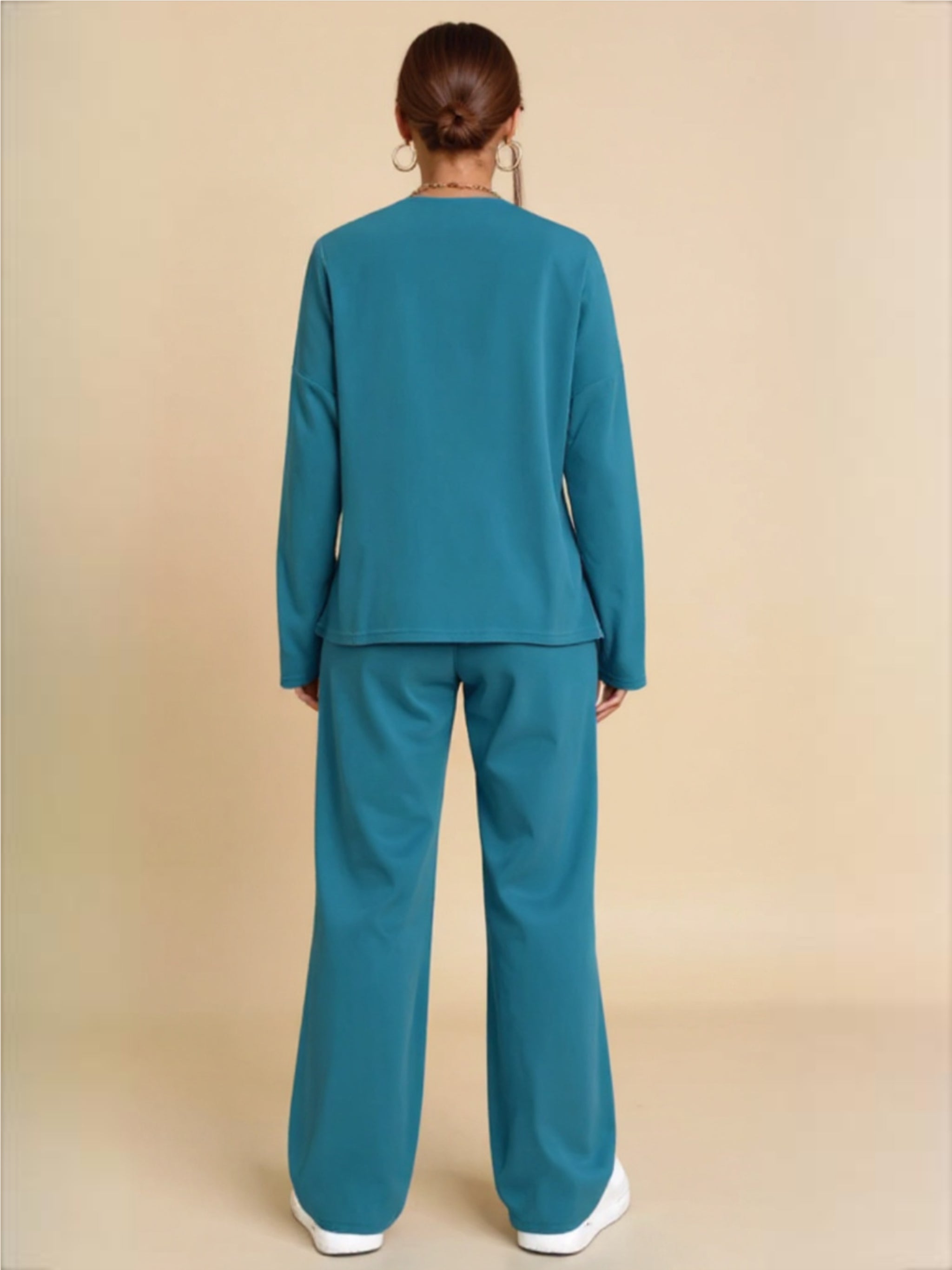 Ribbed Half Button Top & Pants Set