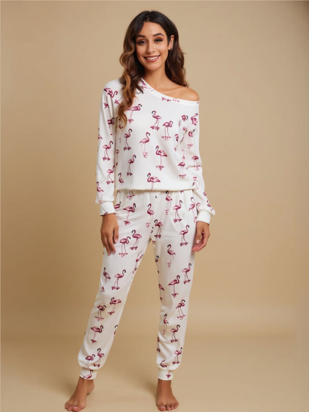 Flamingo Long Sleeve Top & Pants Pajama Set