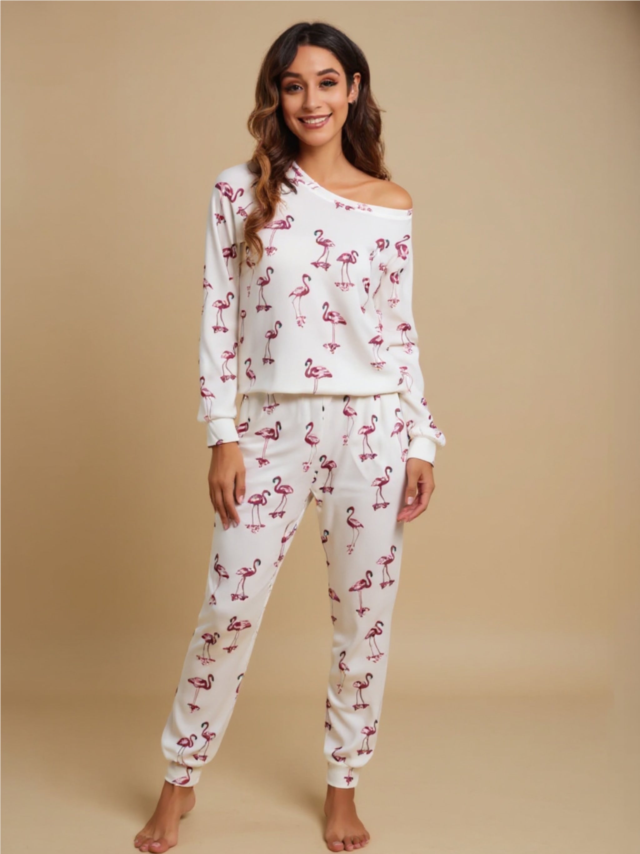 Flamingo Long Sleeve Top & Pants Pajama Set