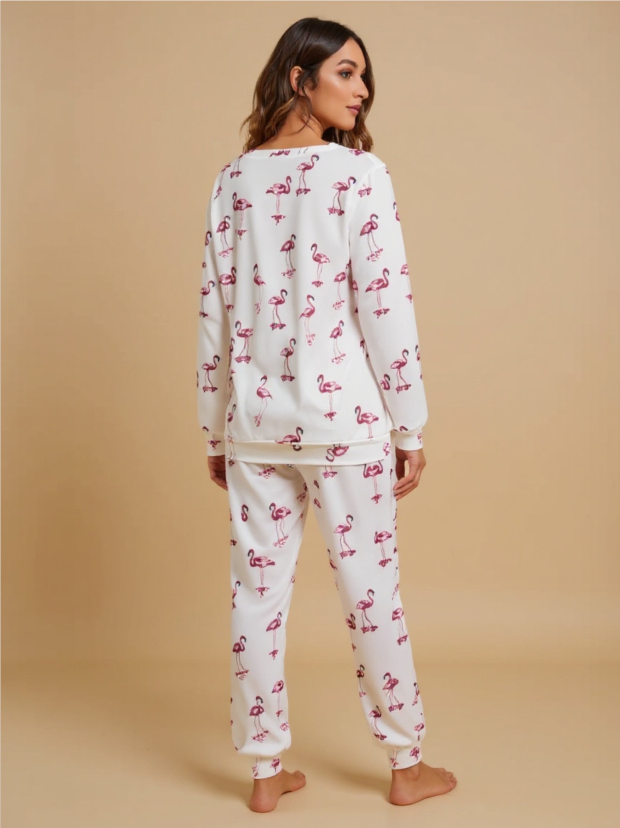 Flamingo Long Sleeve Top & Pants Pajama Set