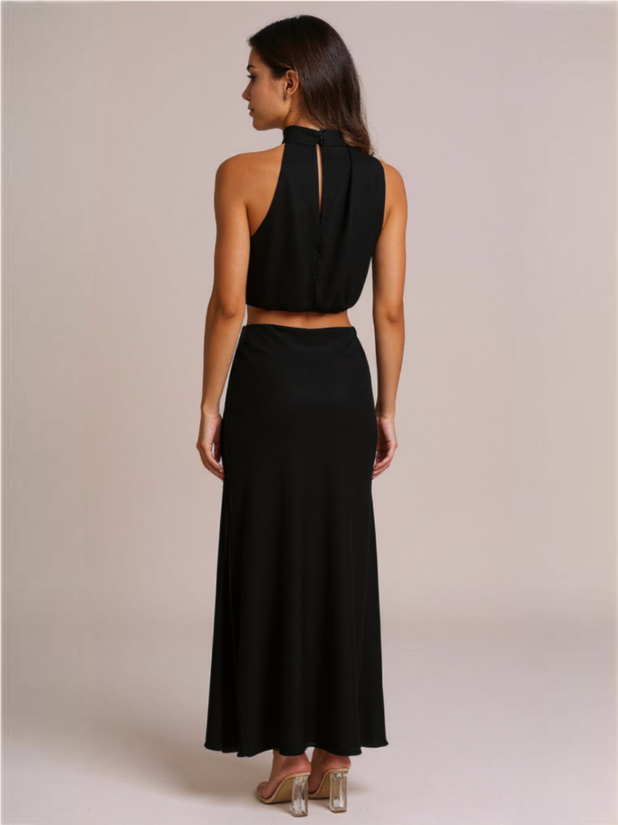 Cropped Turtle Neck Tank Top & Maxi Skirt Set
