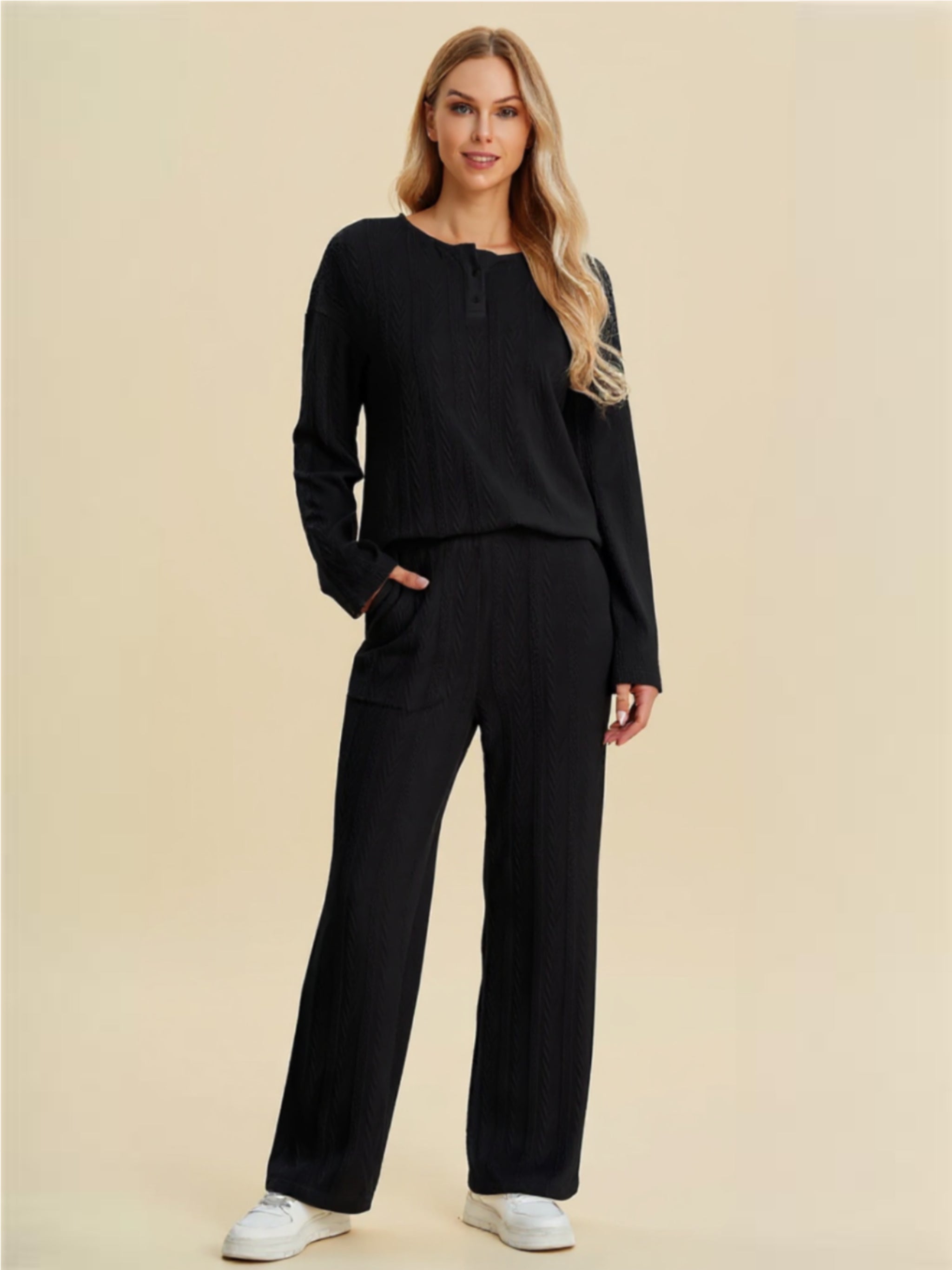 Cable-Knit Long Sleeve Top & Pants Set