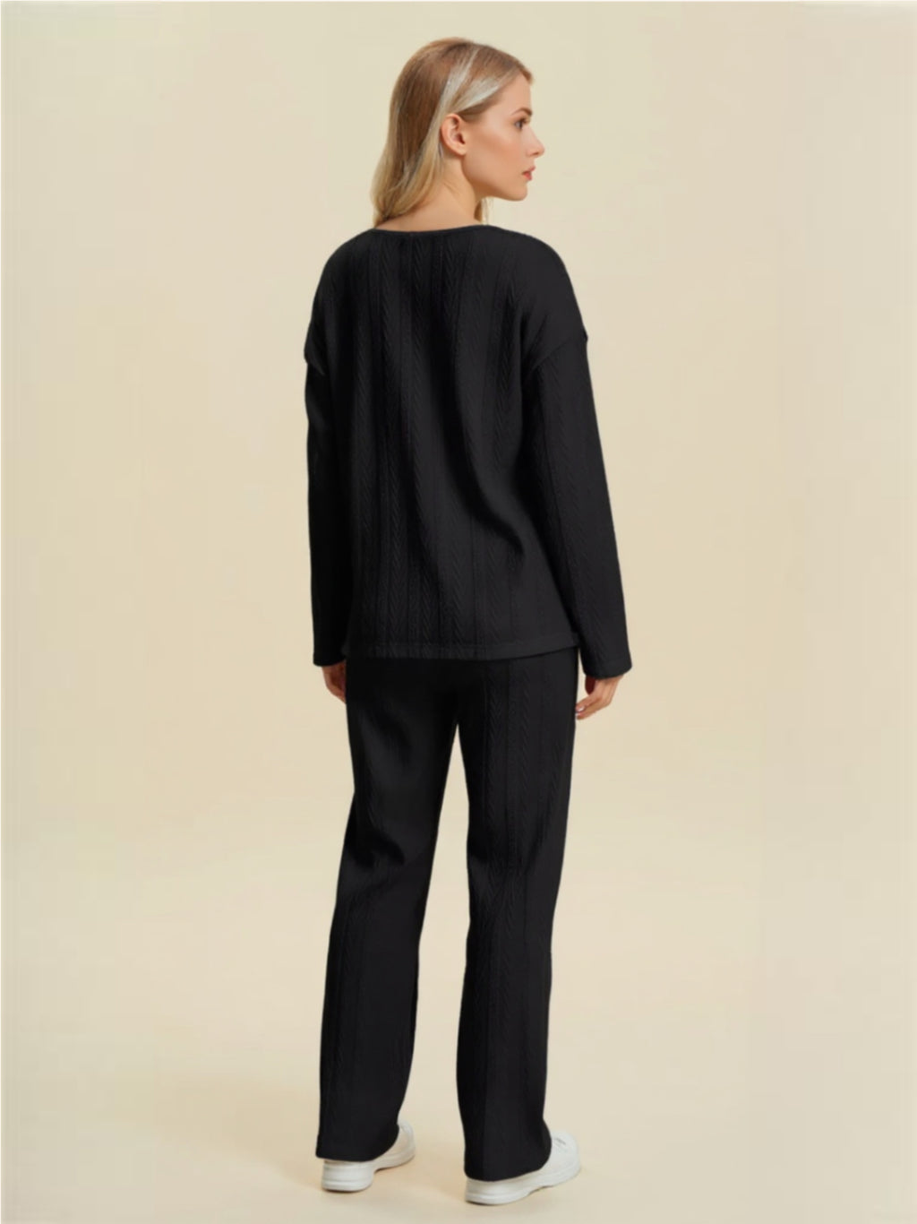 Cable-Knit Long Sleeve Top & Pants Set