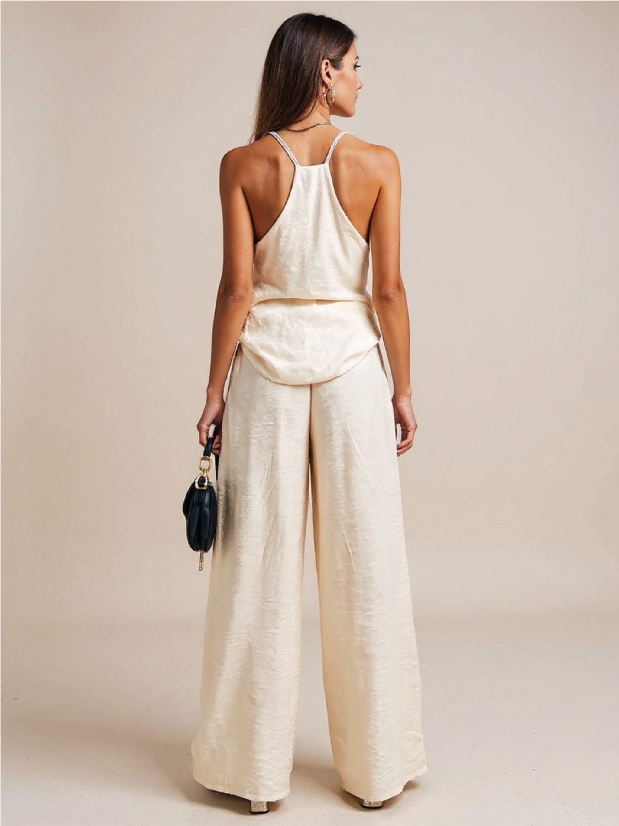 Spaghetti Strap Cami & Wide Leg Pants Set