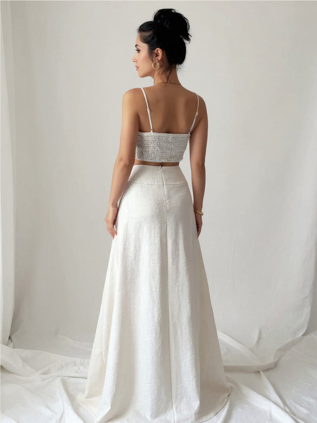 Beige Square Neck Cami & Maxi Skirt Set