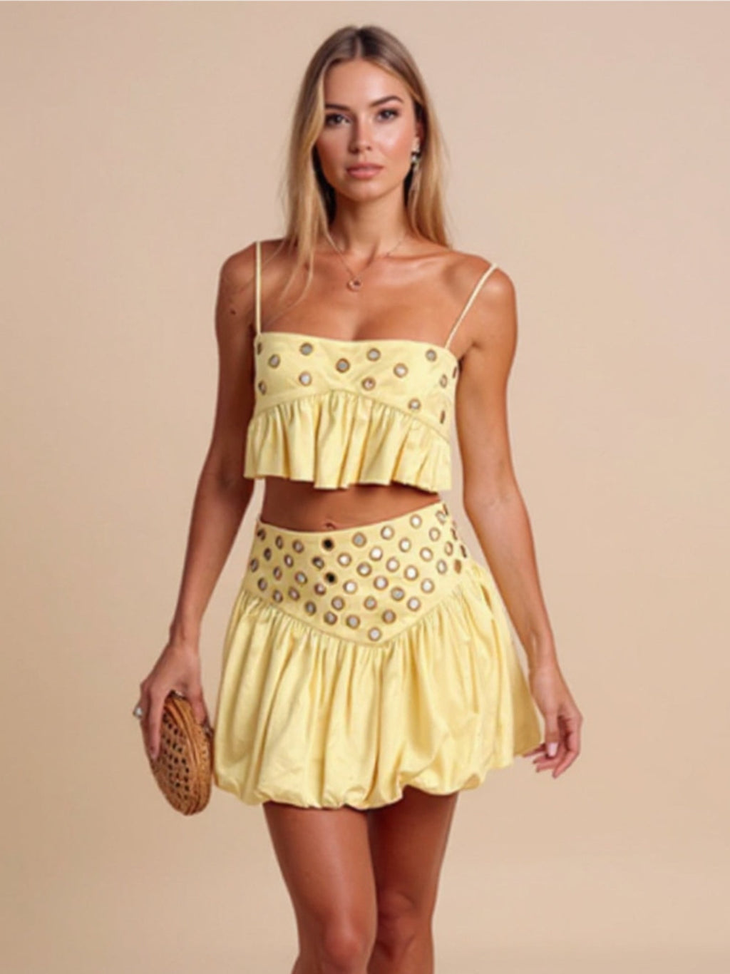 Eyelet Cami & Bubble Skirt Set