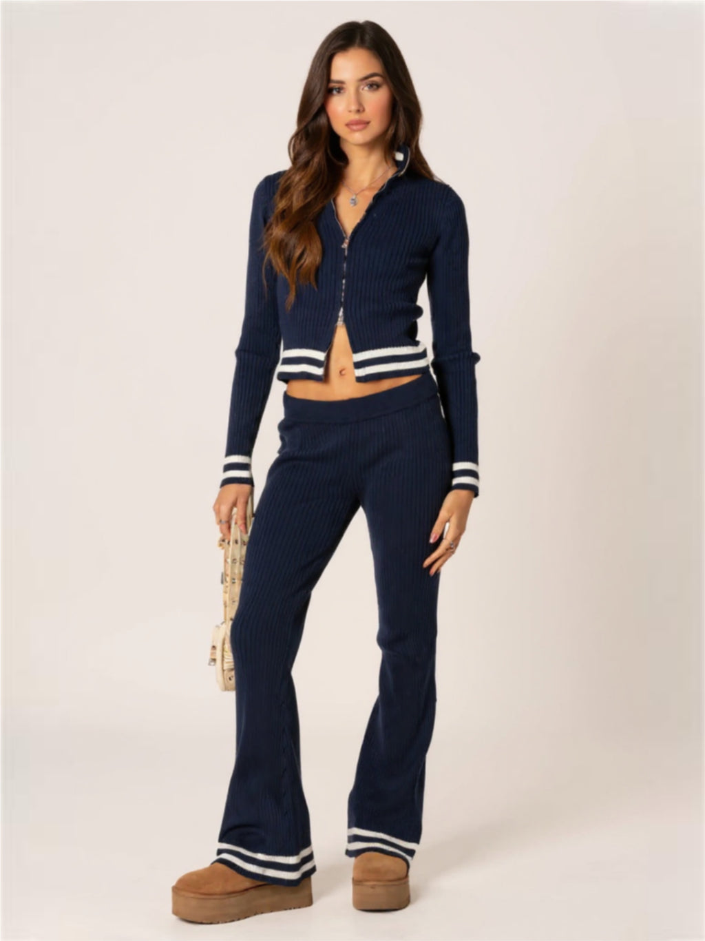 Zip Up Long Sleeve Top & Pants Set