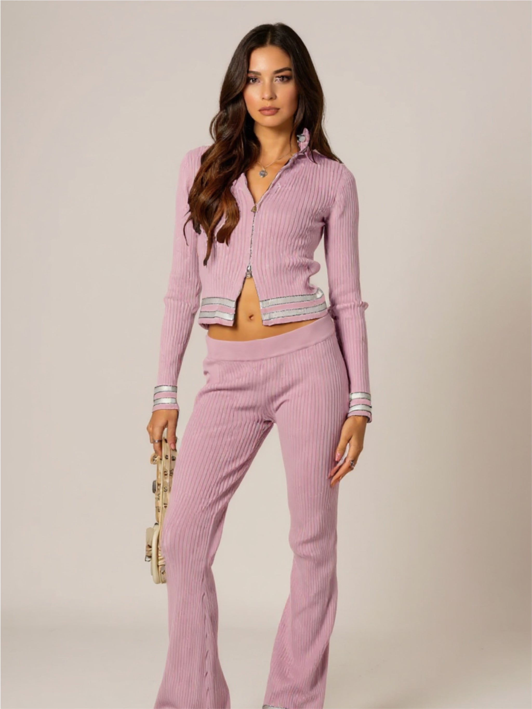 Zip Up Long Sleeve Top & Pants Set