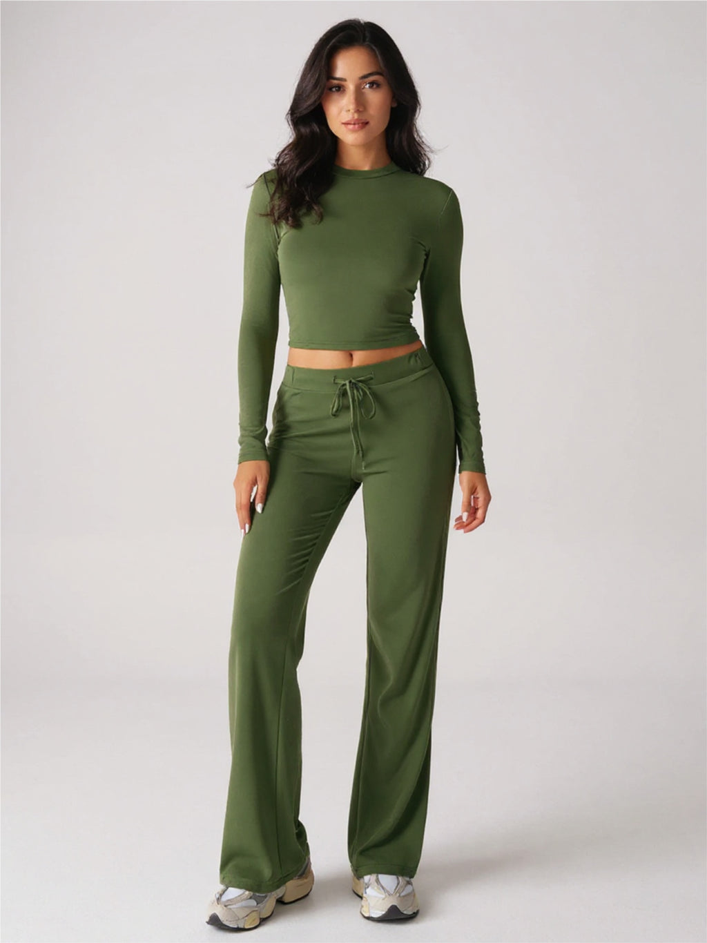 Round Neck Long Sleeve Top & Pants Set