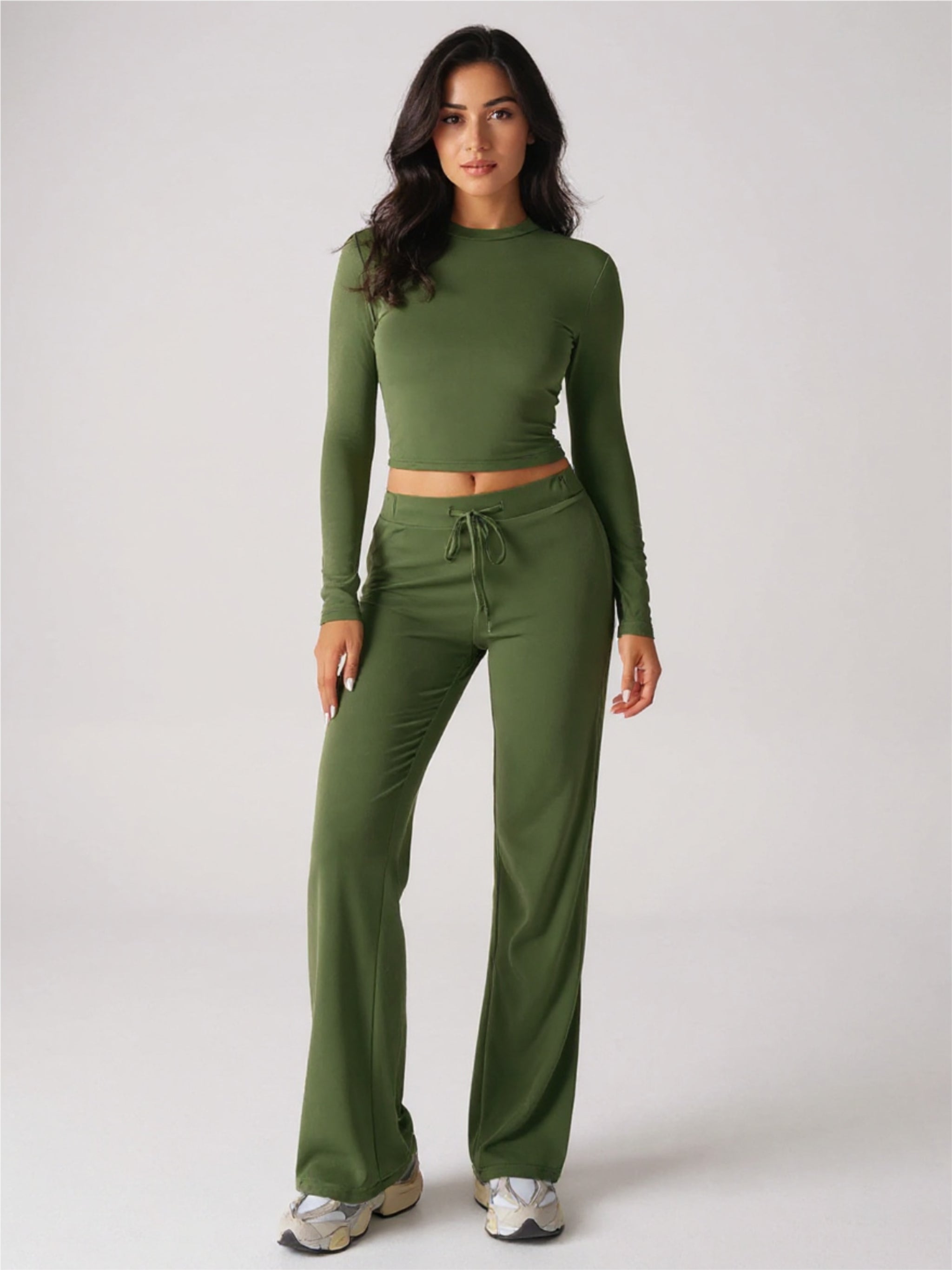 Round Neck Long Sleeve Top & Pants Set