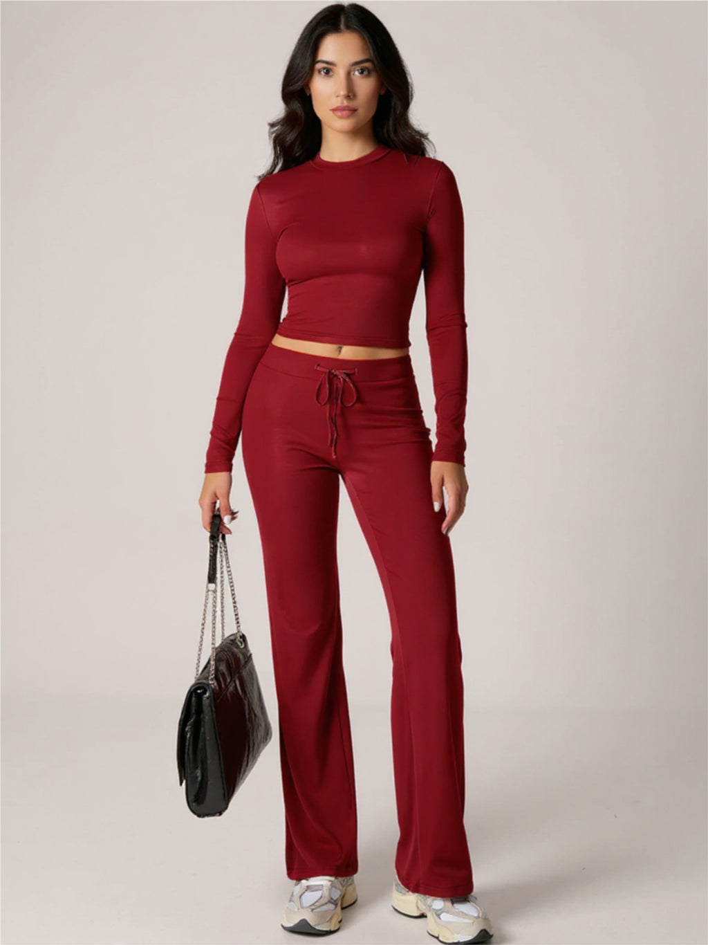 Round Neck Long Sleeve Top & Pants Set