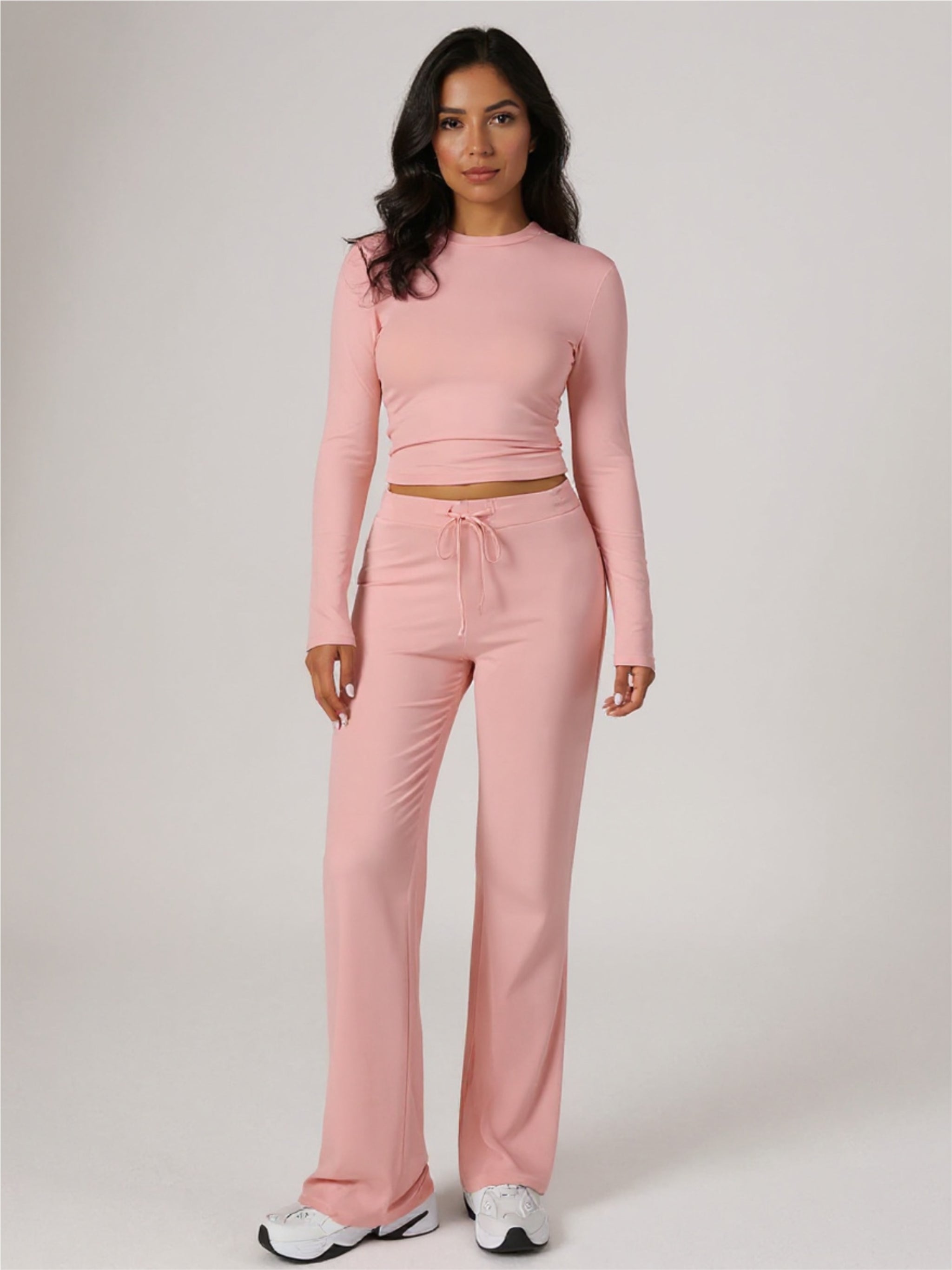 Round Neck Long Sleeve Top & Pants Set