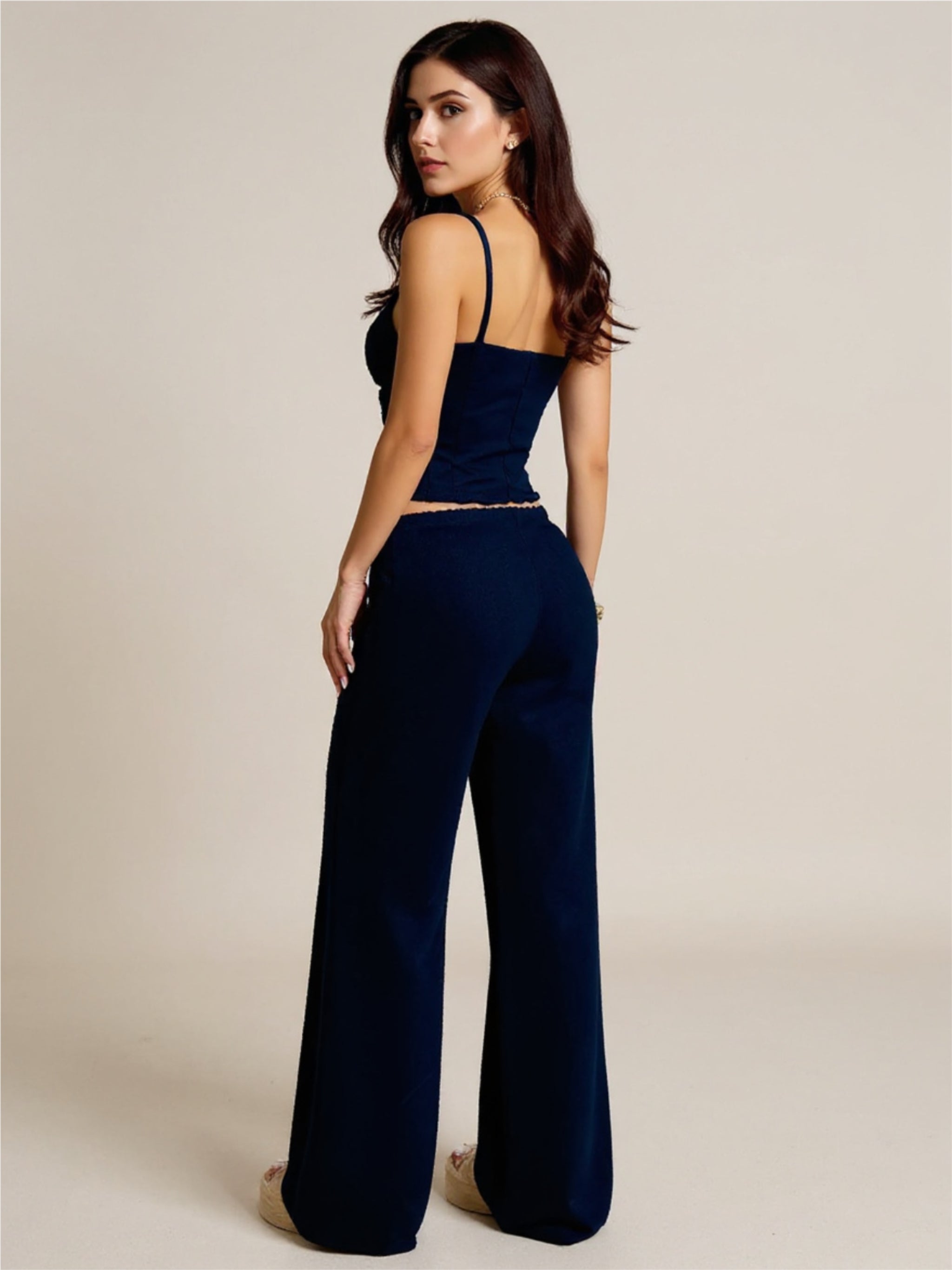 Blue V-Neck Cami & Pants Set