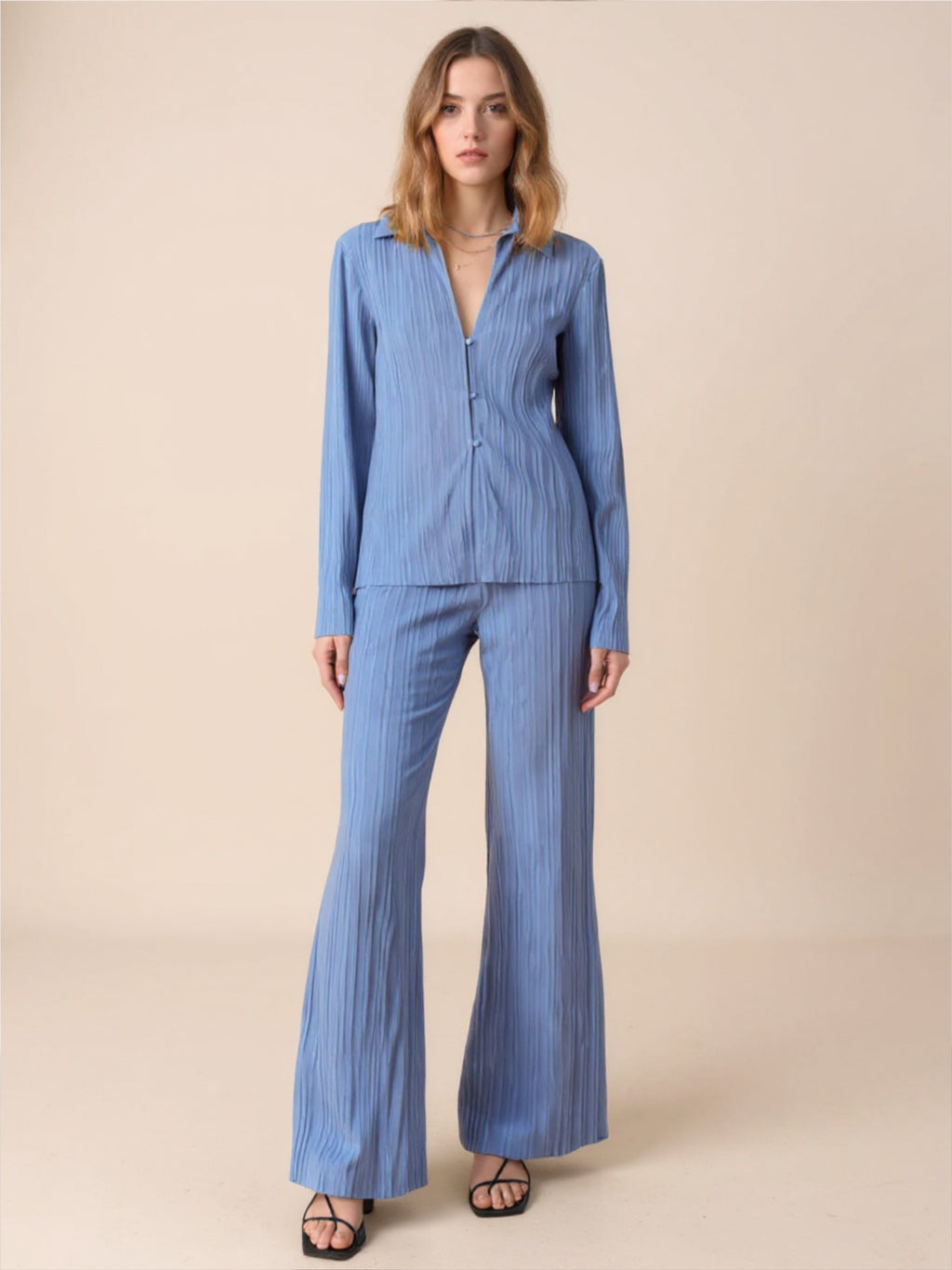 Texture Long Sleeve Top & Pants Lounge Set