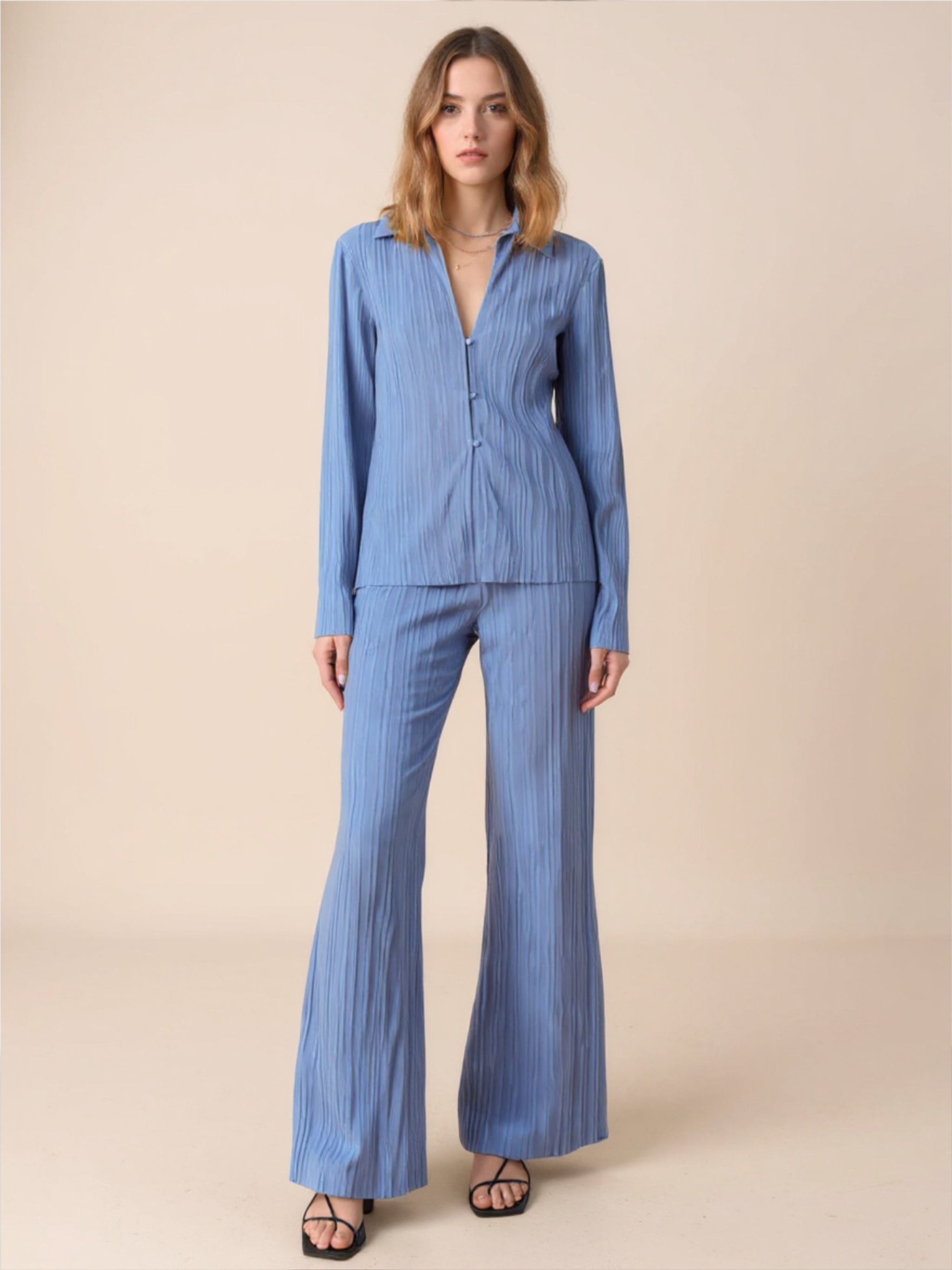 Texture Long Sleeve Top & Pants Lounge Set