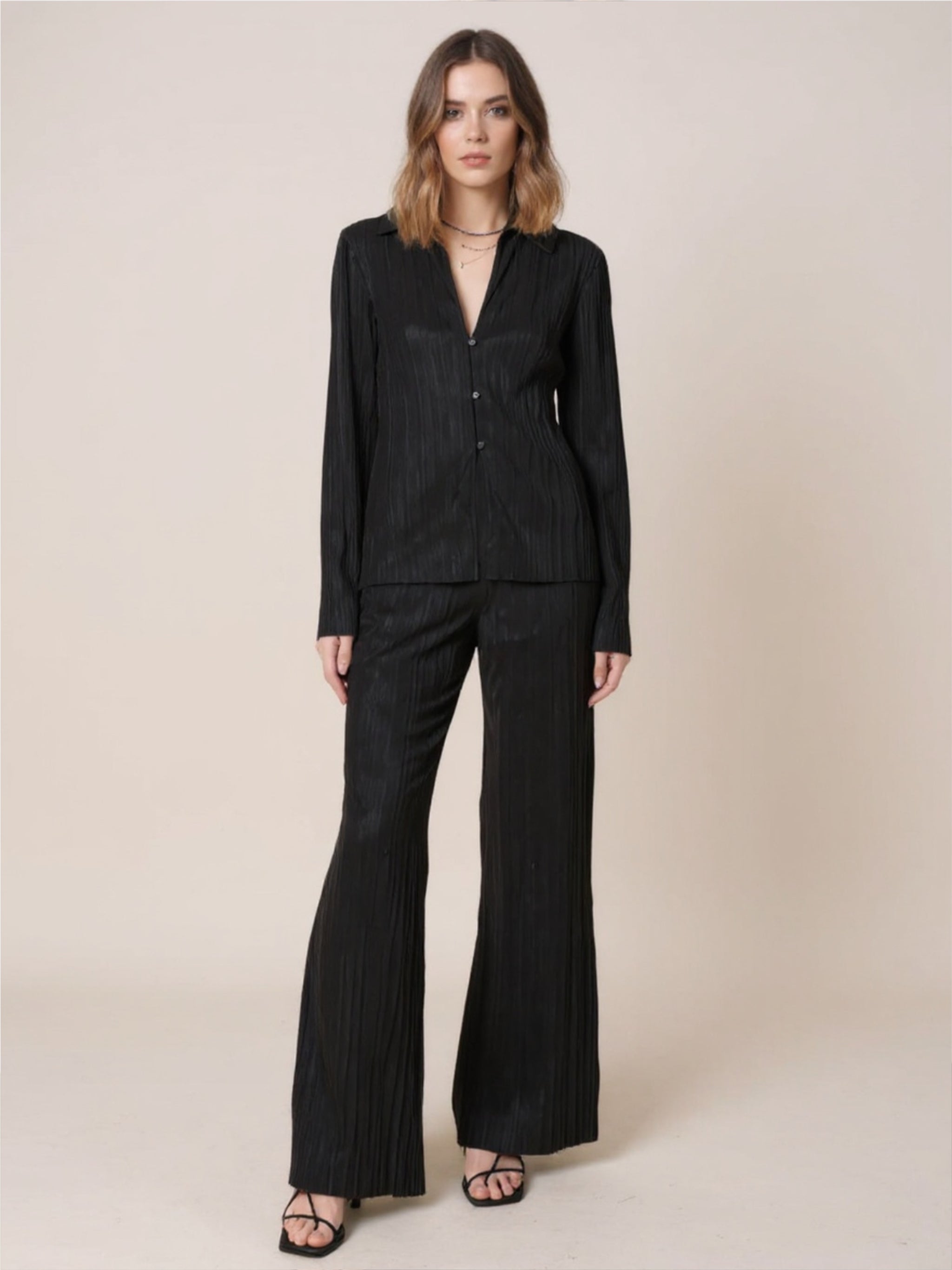 Texture Long Sleeve Top & Pants Lounge Set