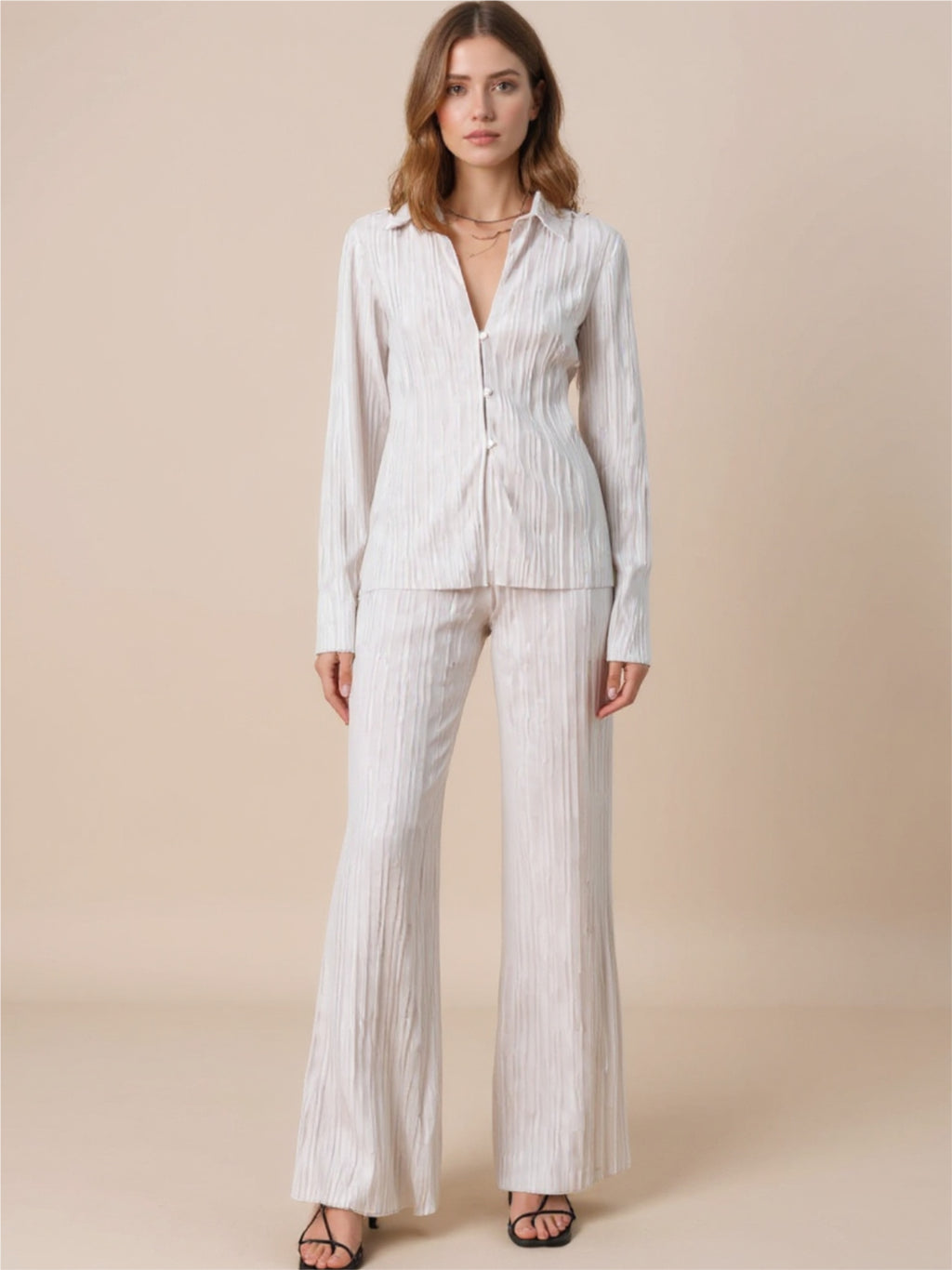 Texture Long Sleeve Top & Pants Lounge Set