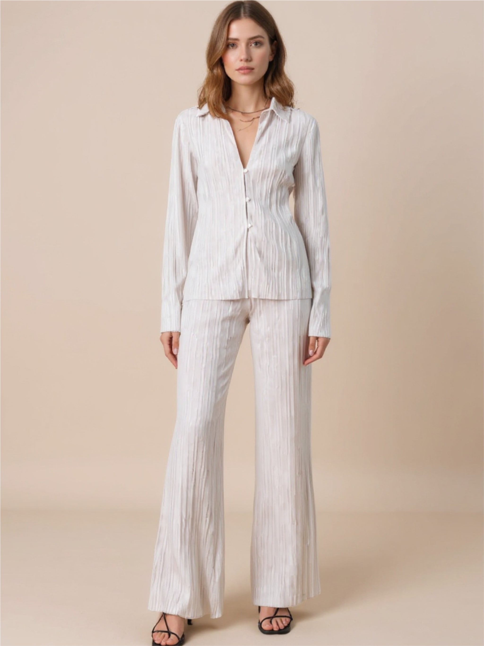 Texture Long Sleeve Top & Pants Lounge Set