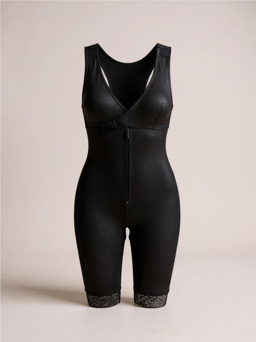 Lace Trim Shapewear with Zipper