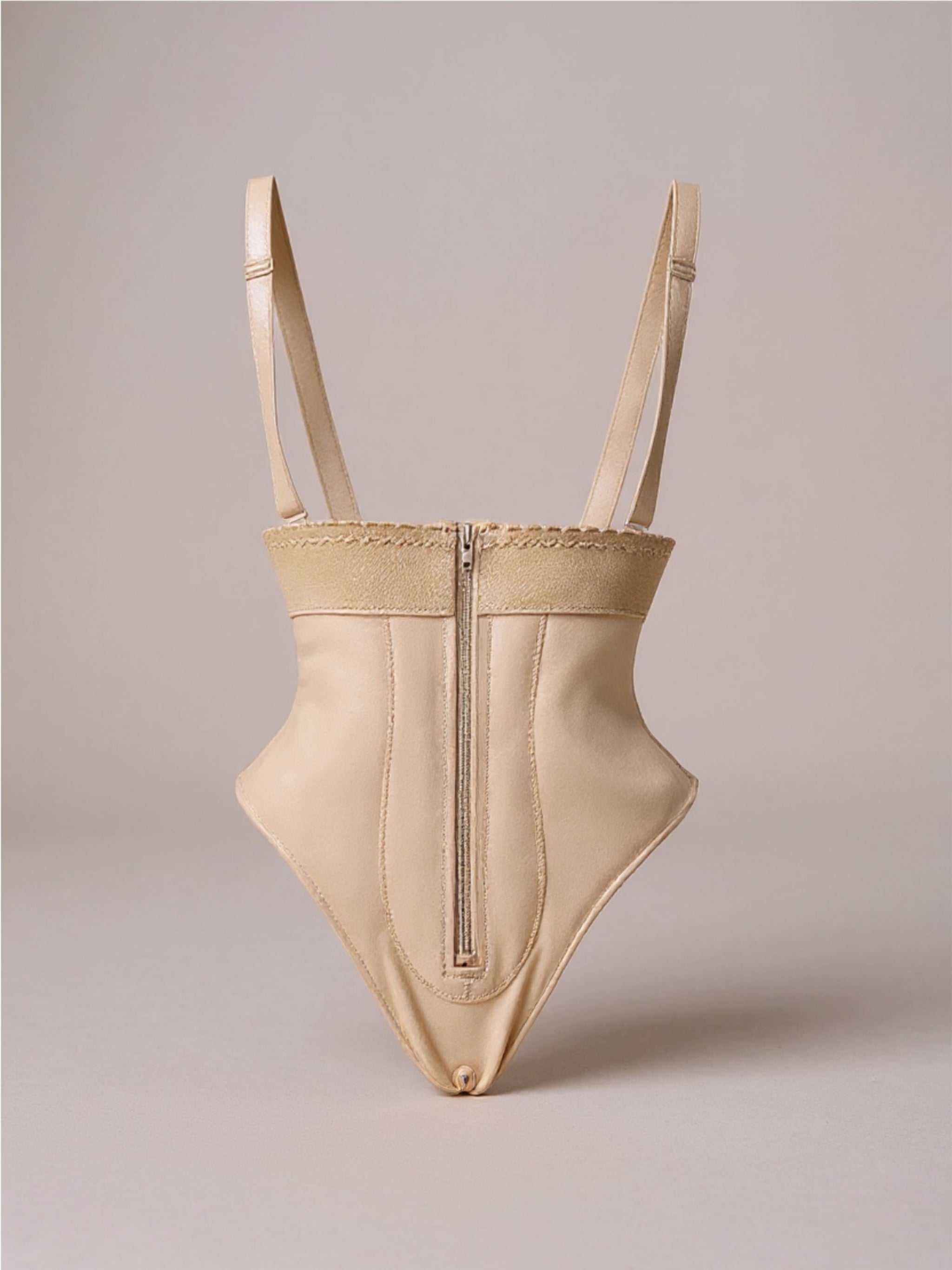 Adjustable Strap Zip-Up Shapewear Bodysuit