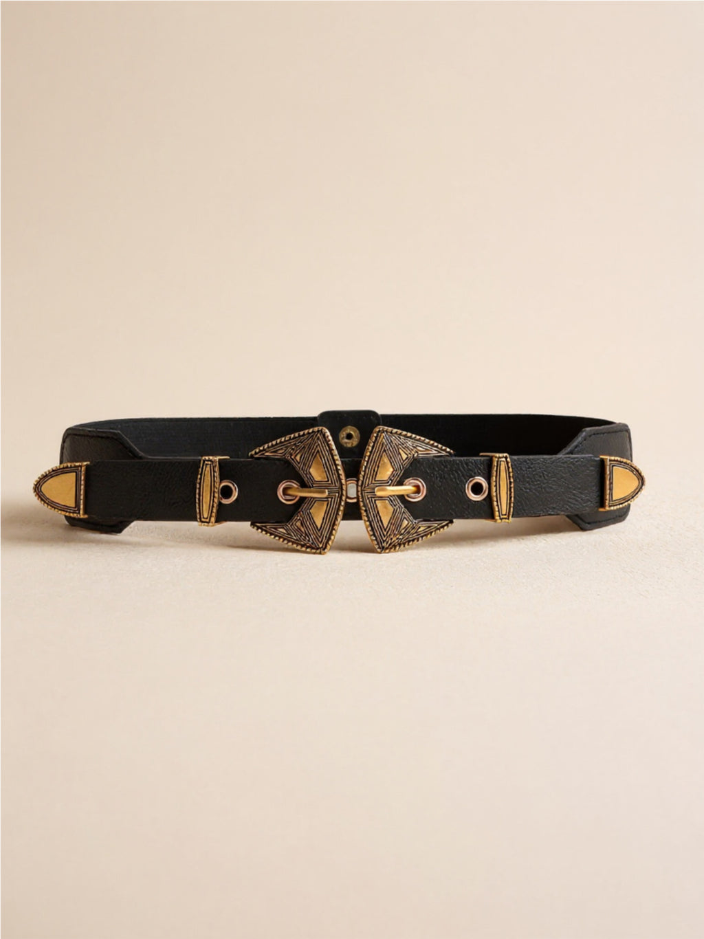 Double Buckle Vegan Leather Belt