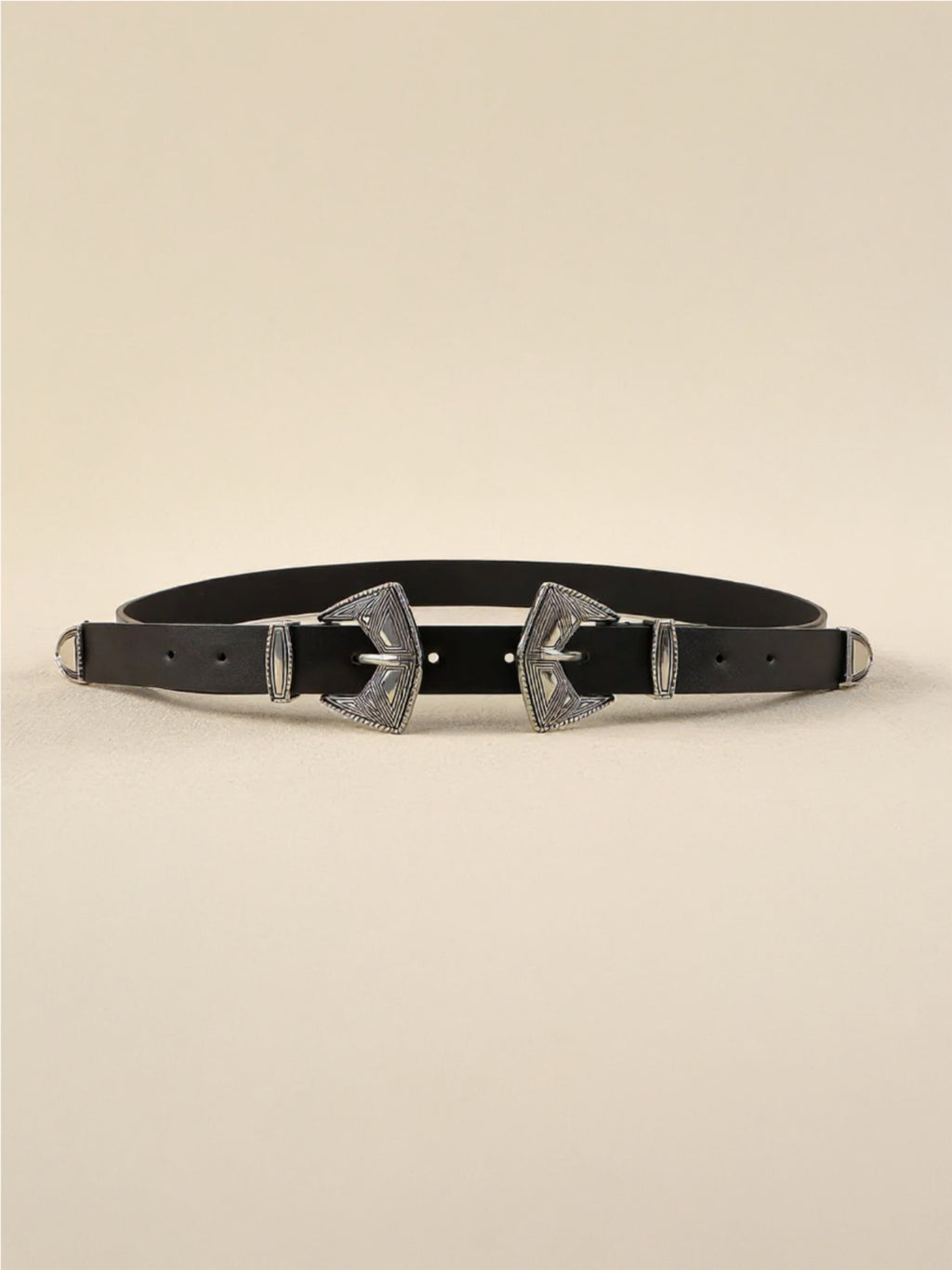 Double Buckle Vegan Leather Belt
