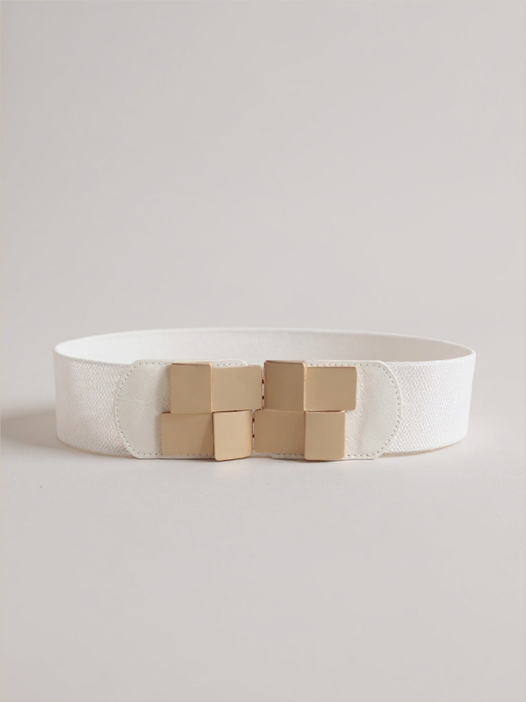 Gold Geometric Buckle Elastic Wide Belt