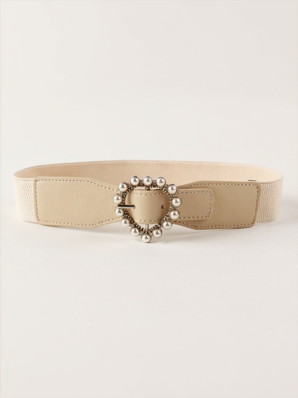 Pearl Heart Buckle Elastic Belt
