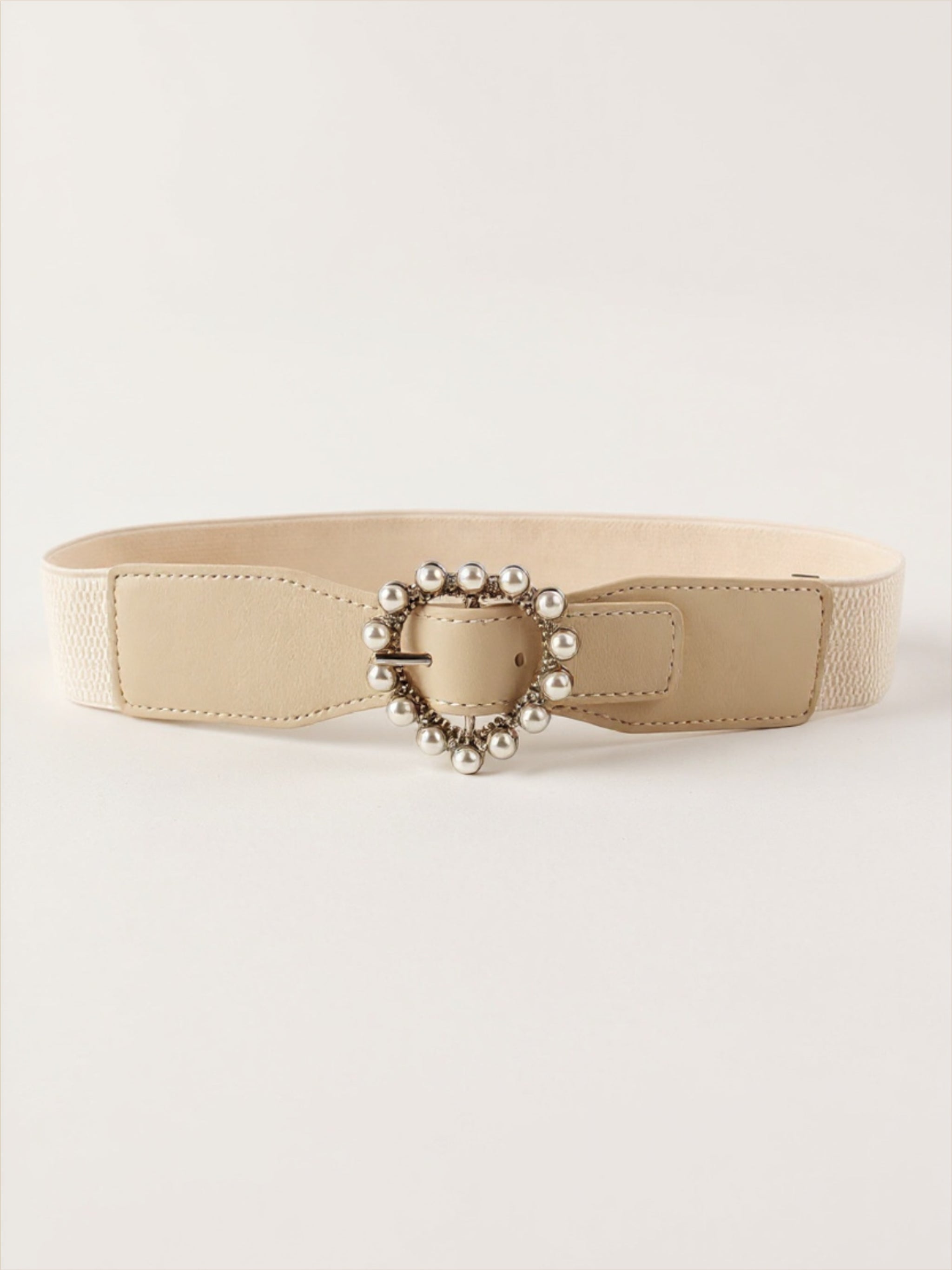 Pearl Heart Buckle Elastic Belt