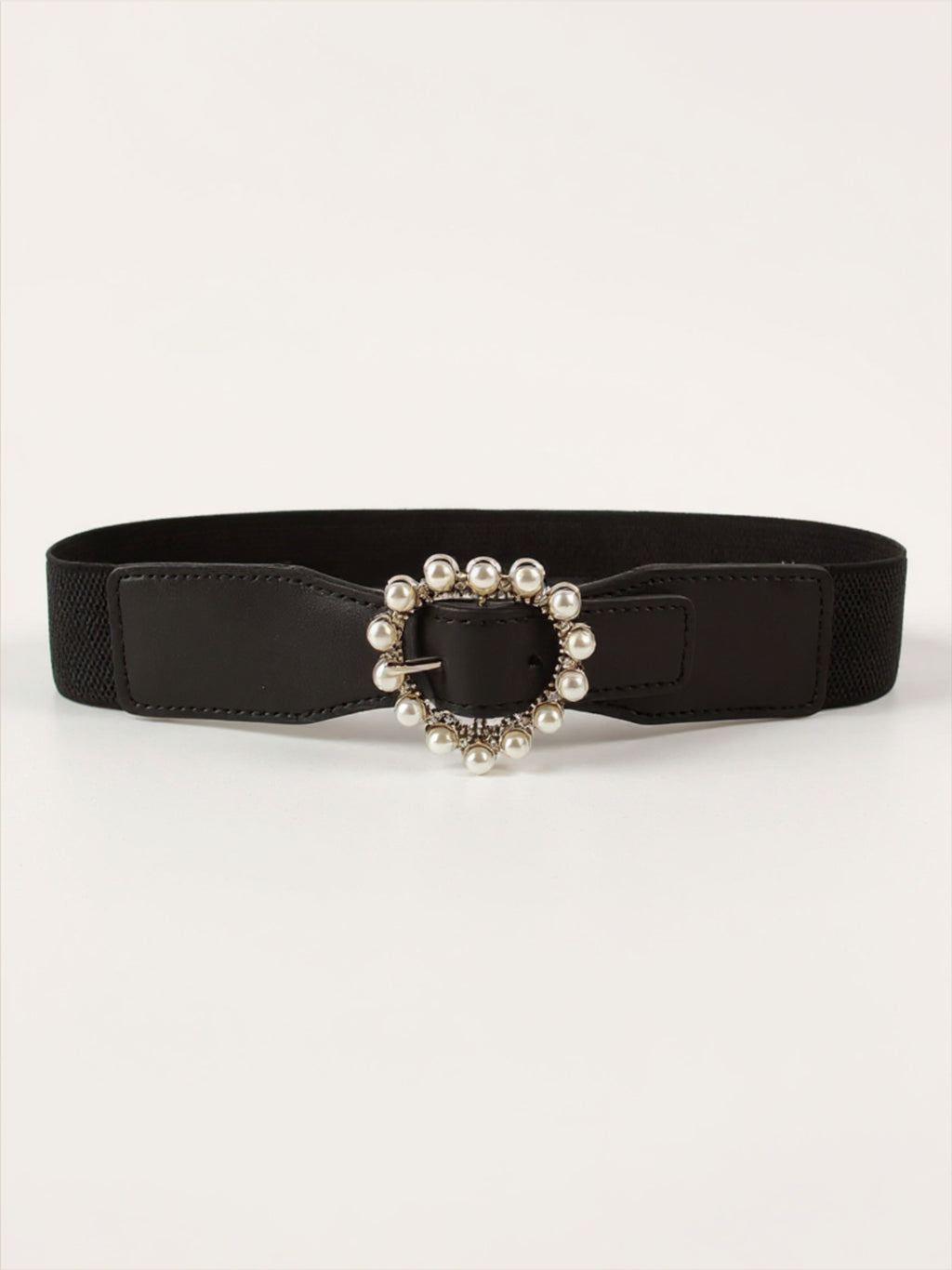 Pearl Heart Buckle Elastic Belt