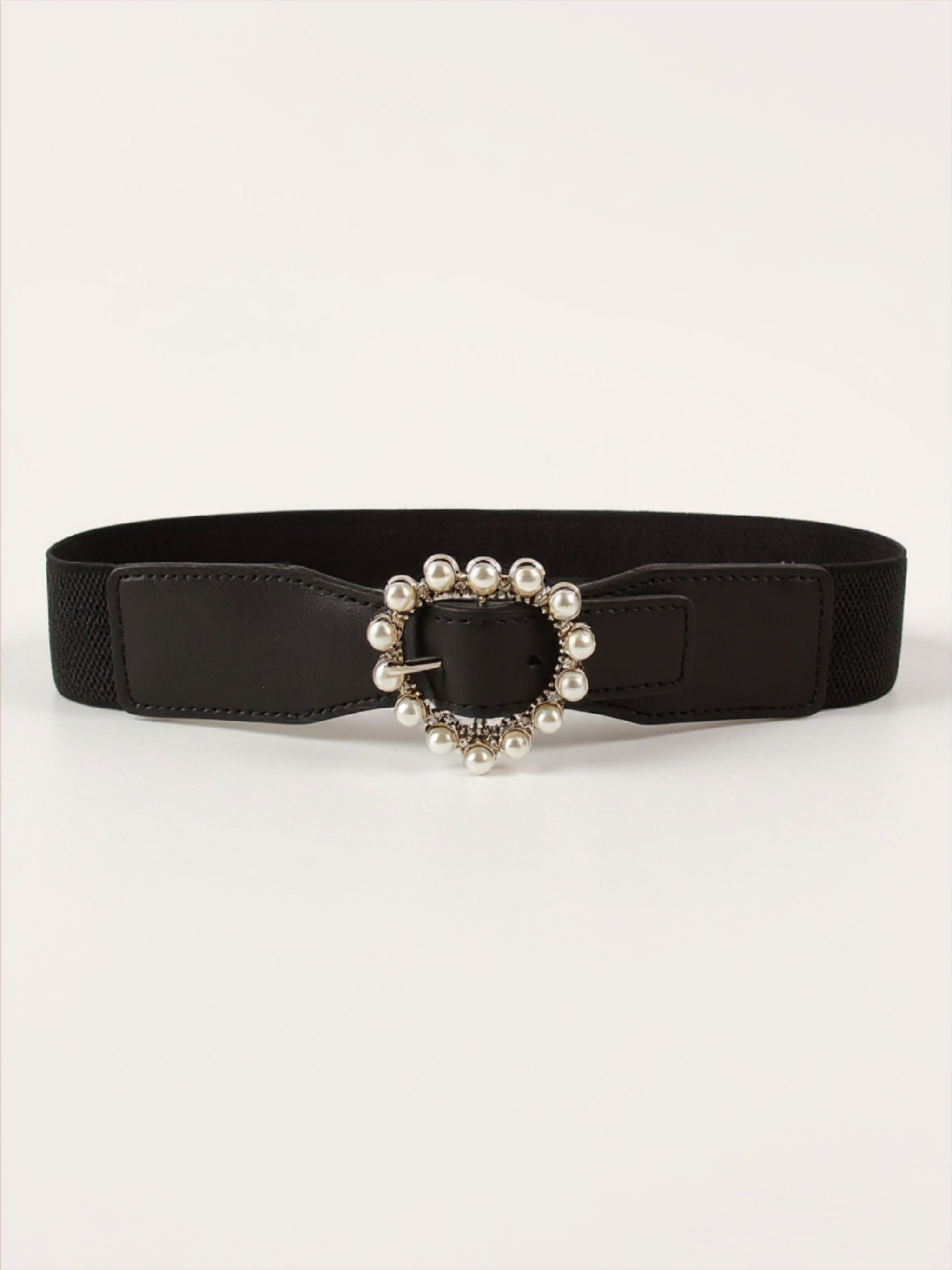 Pearl Heart Buckle Elastic Belt