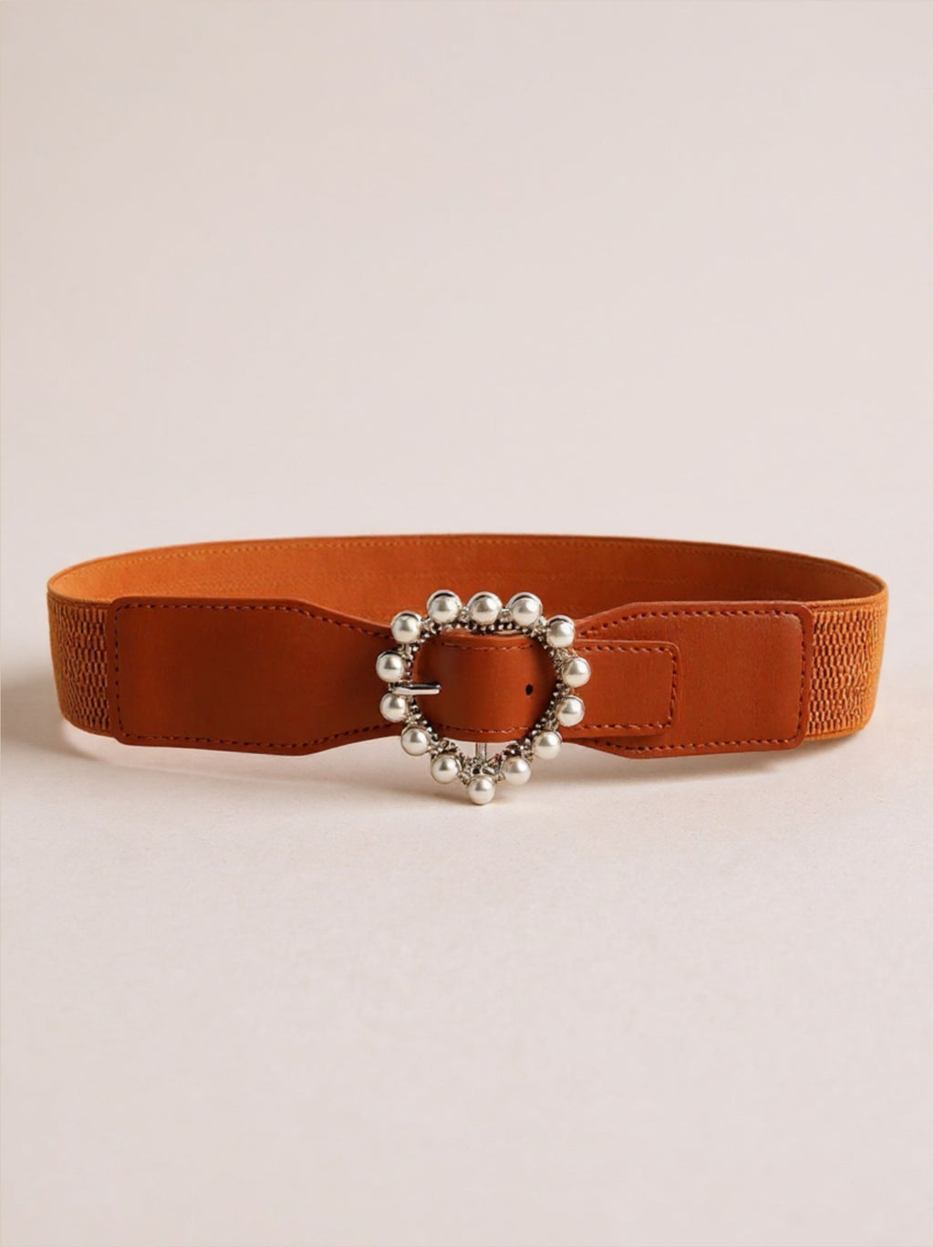 Pearl Heart Buckle Elastic Belt