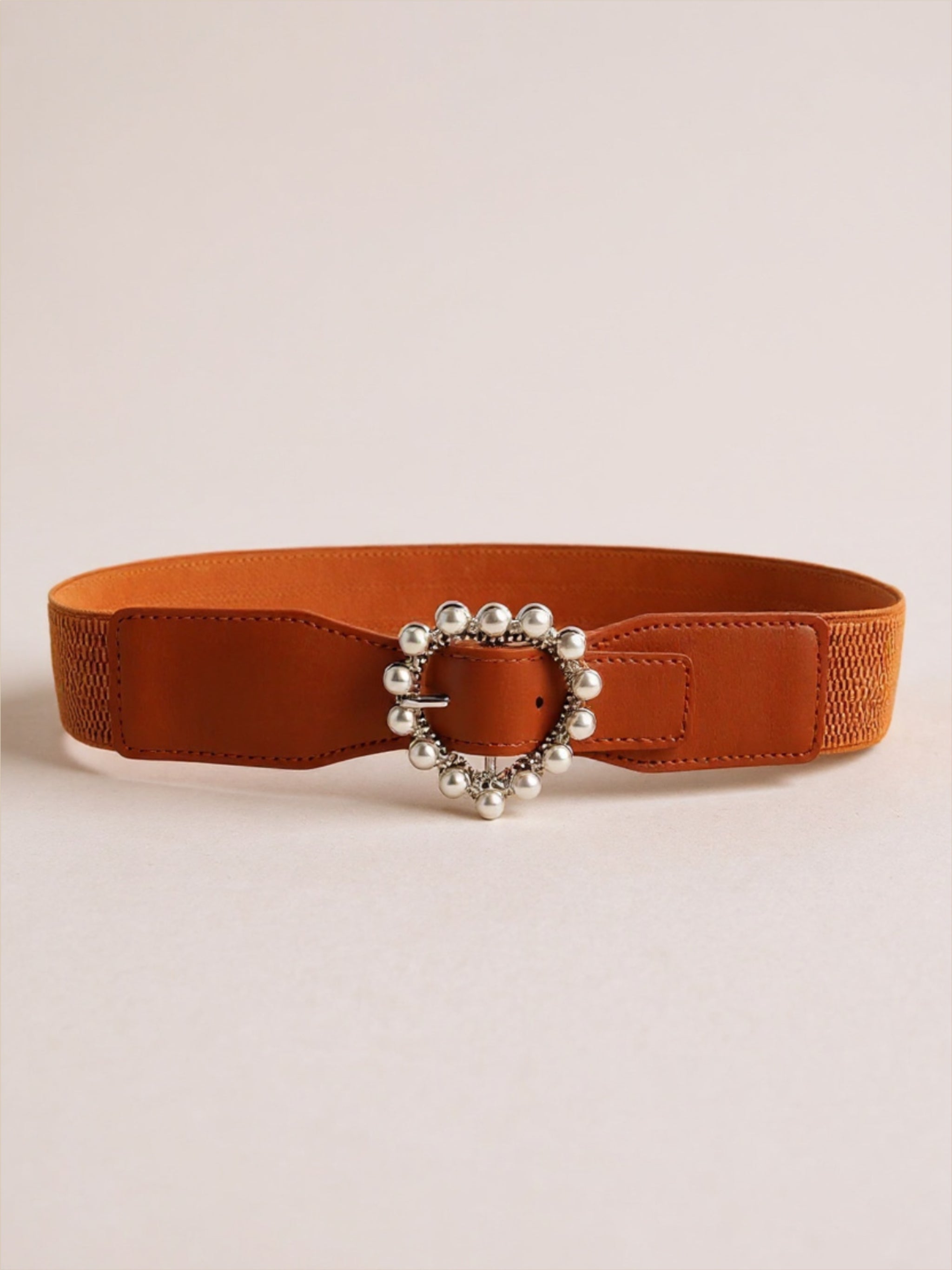 Pearl Heart Buckle Elastic Belt