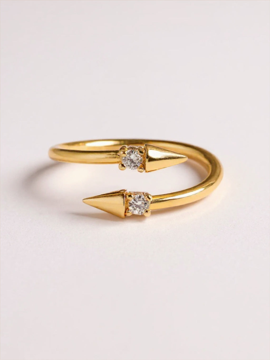 Gold Vermeil Inlaid CZ Bypass Ring