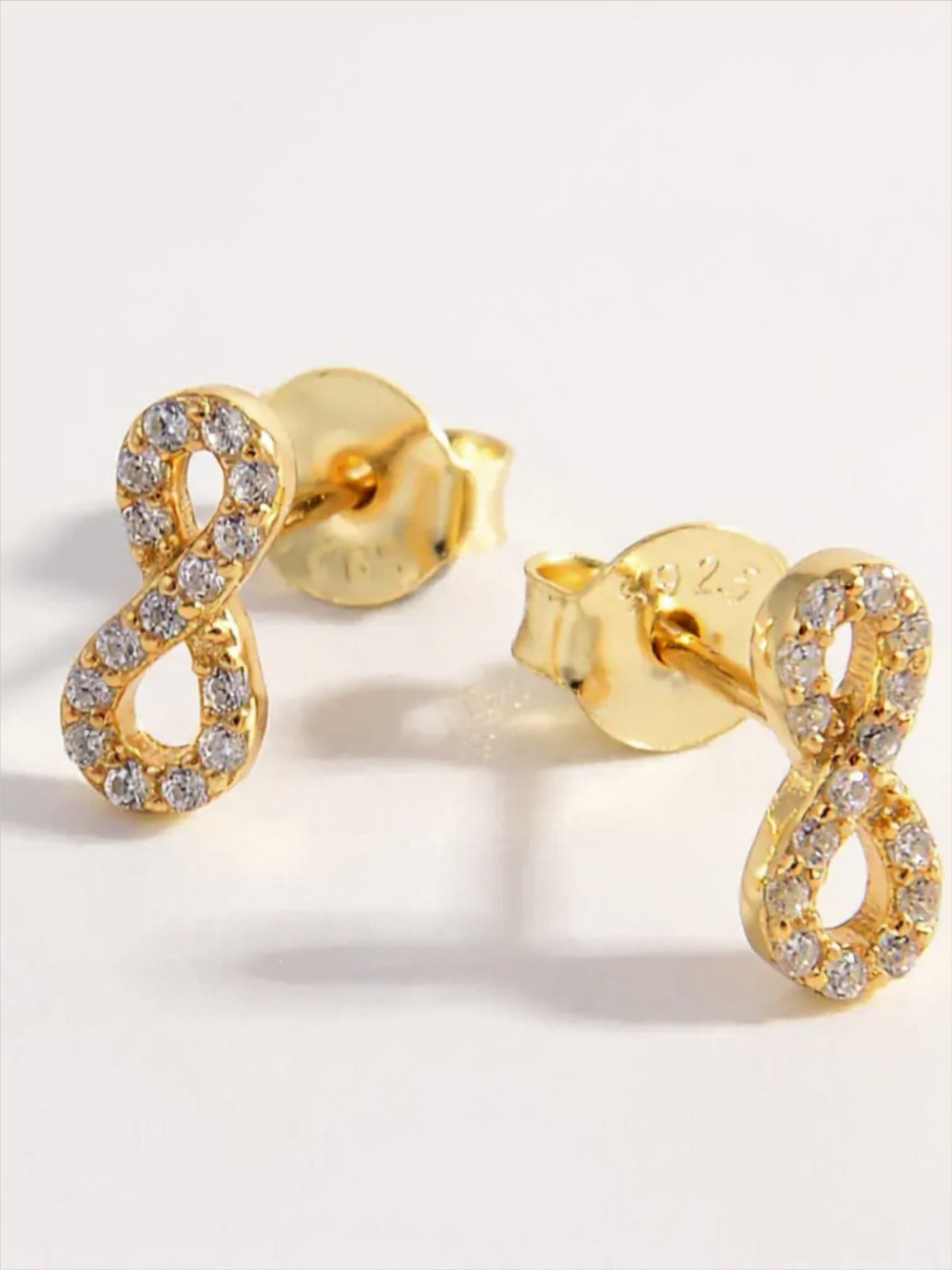 925 Sterling Silver CZ Infinity Stud Earrings