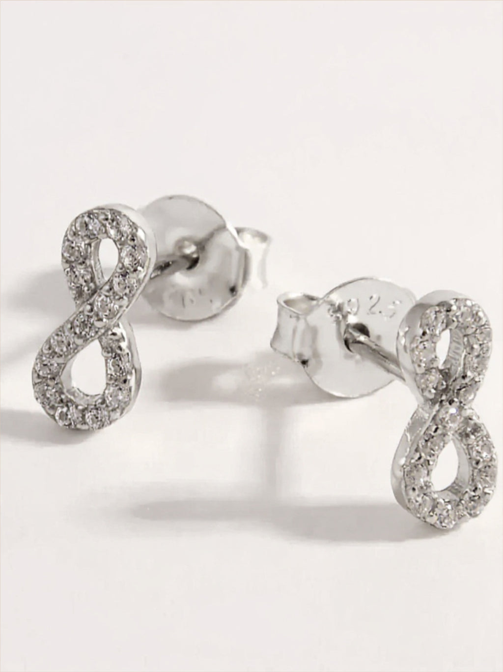925 Sterling Silver CZ Infinity Stud Earrings