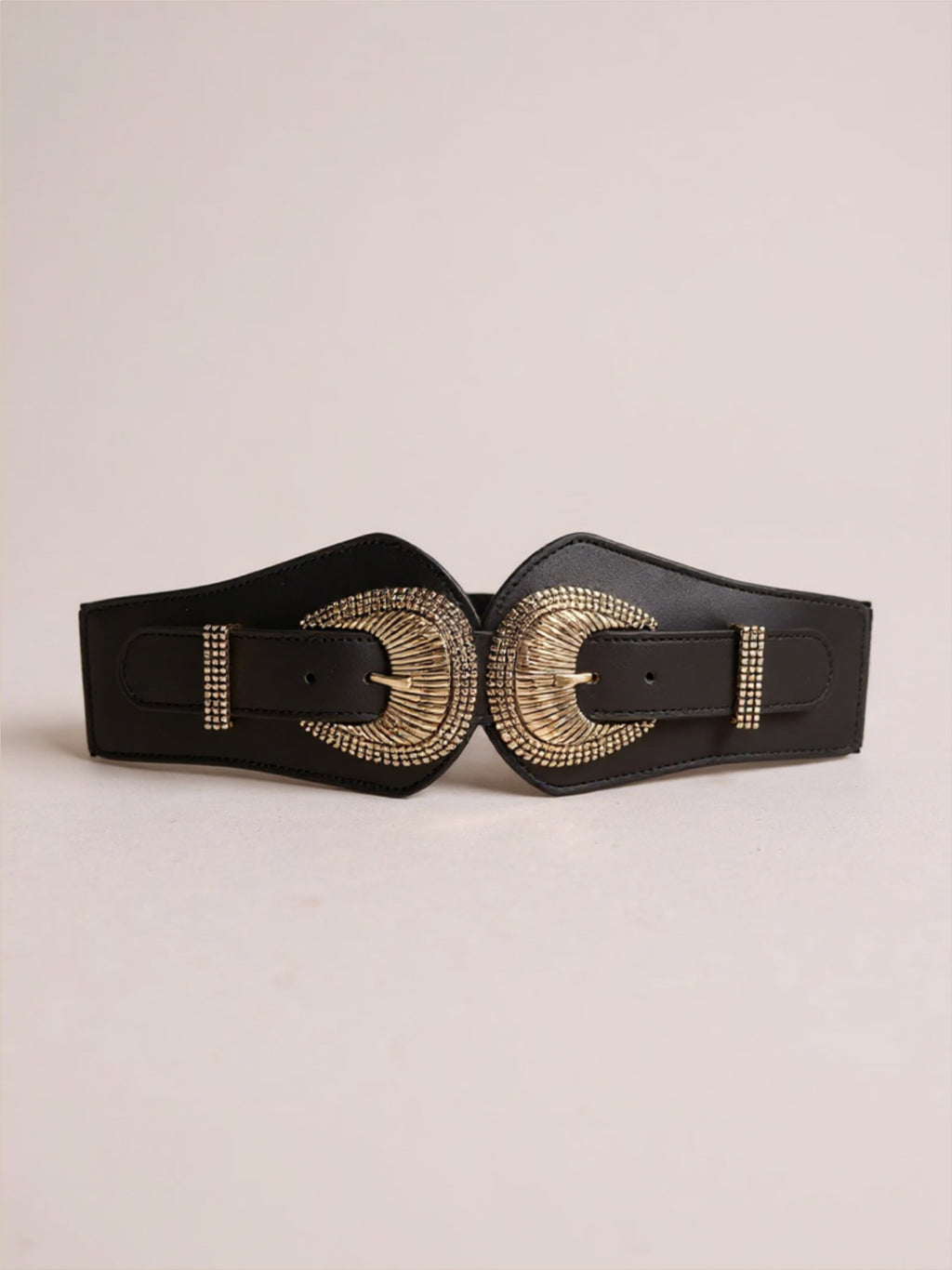 Shell Double Buckle Elastic Wide Belt