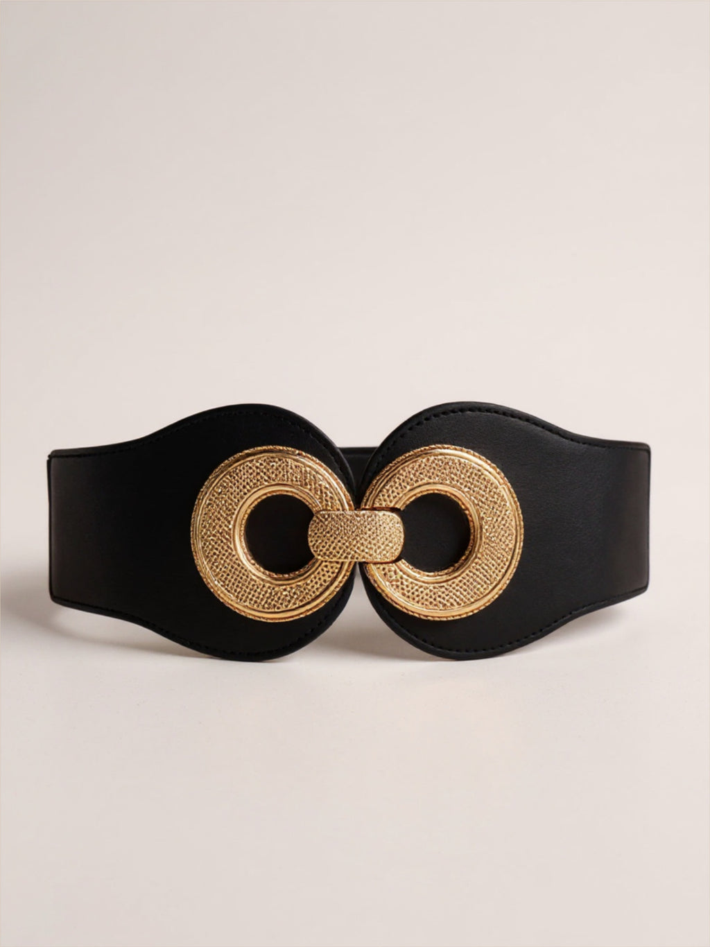 Gold Buckle Elastic Vegan Leather Belt