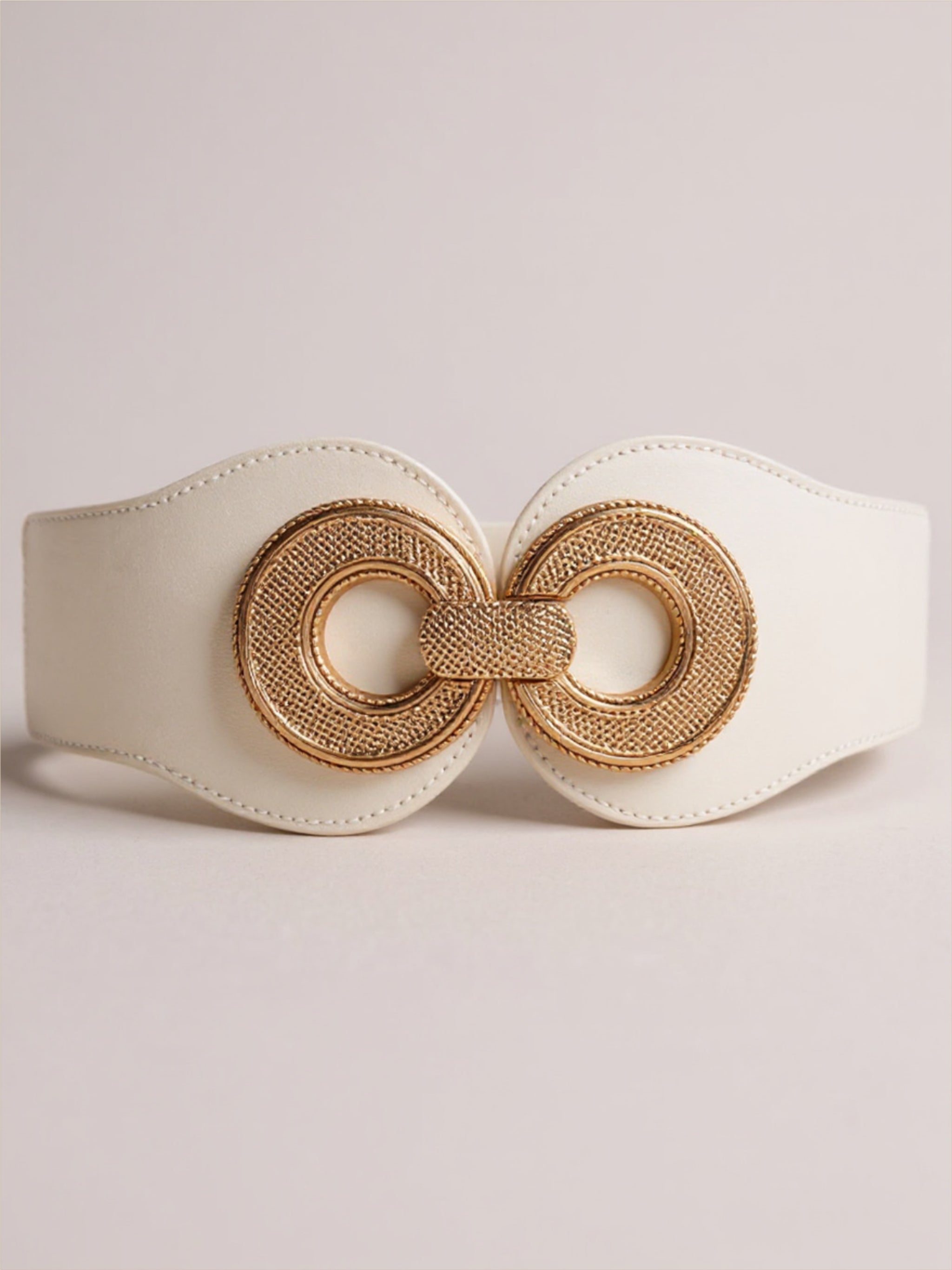 Gold Buckle Elastic Vegan Leather Belt