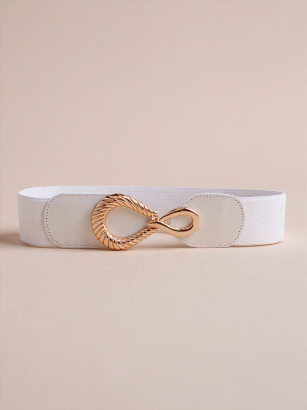 Ribbed Gold Buckle Elastic Belt