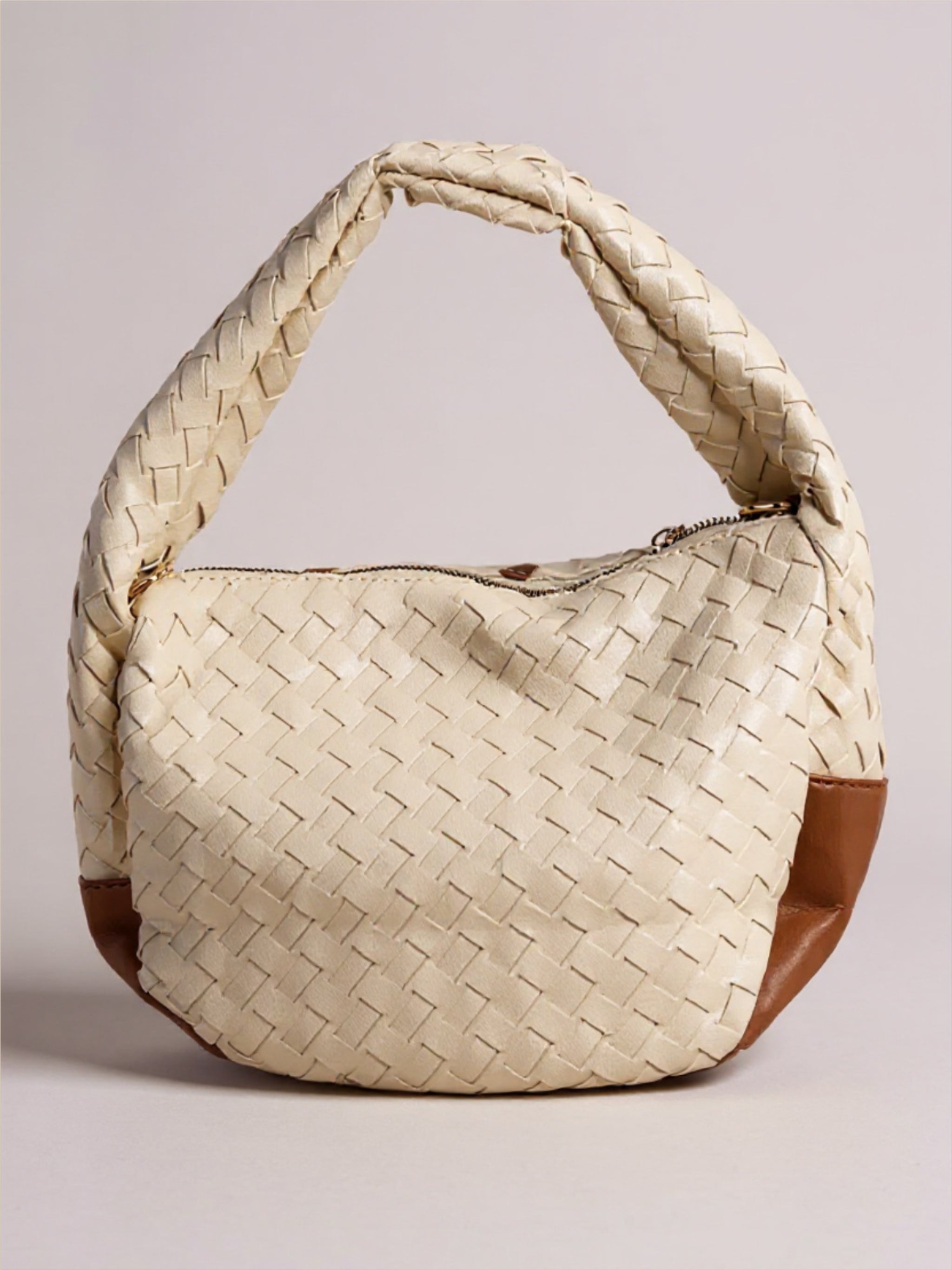 Tassel Detailed Weaved Semi Circle Bag
