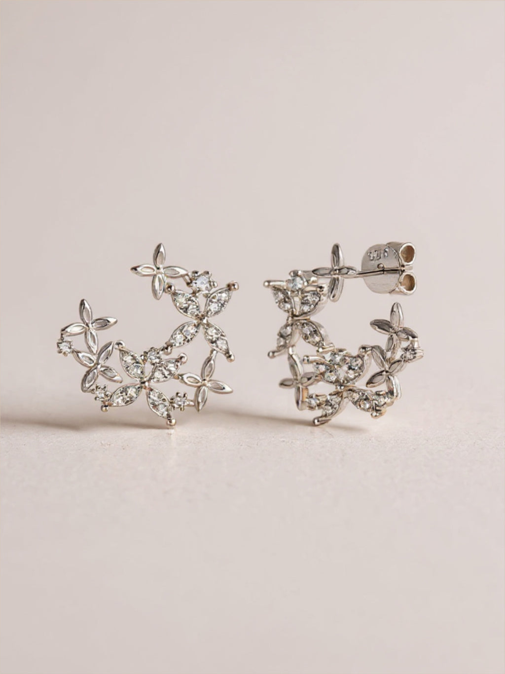925 Sterling Silver Moissanite Lucky Clover Earrings