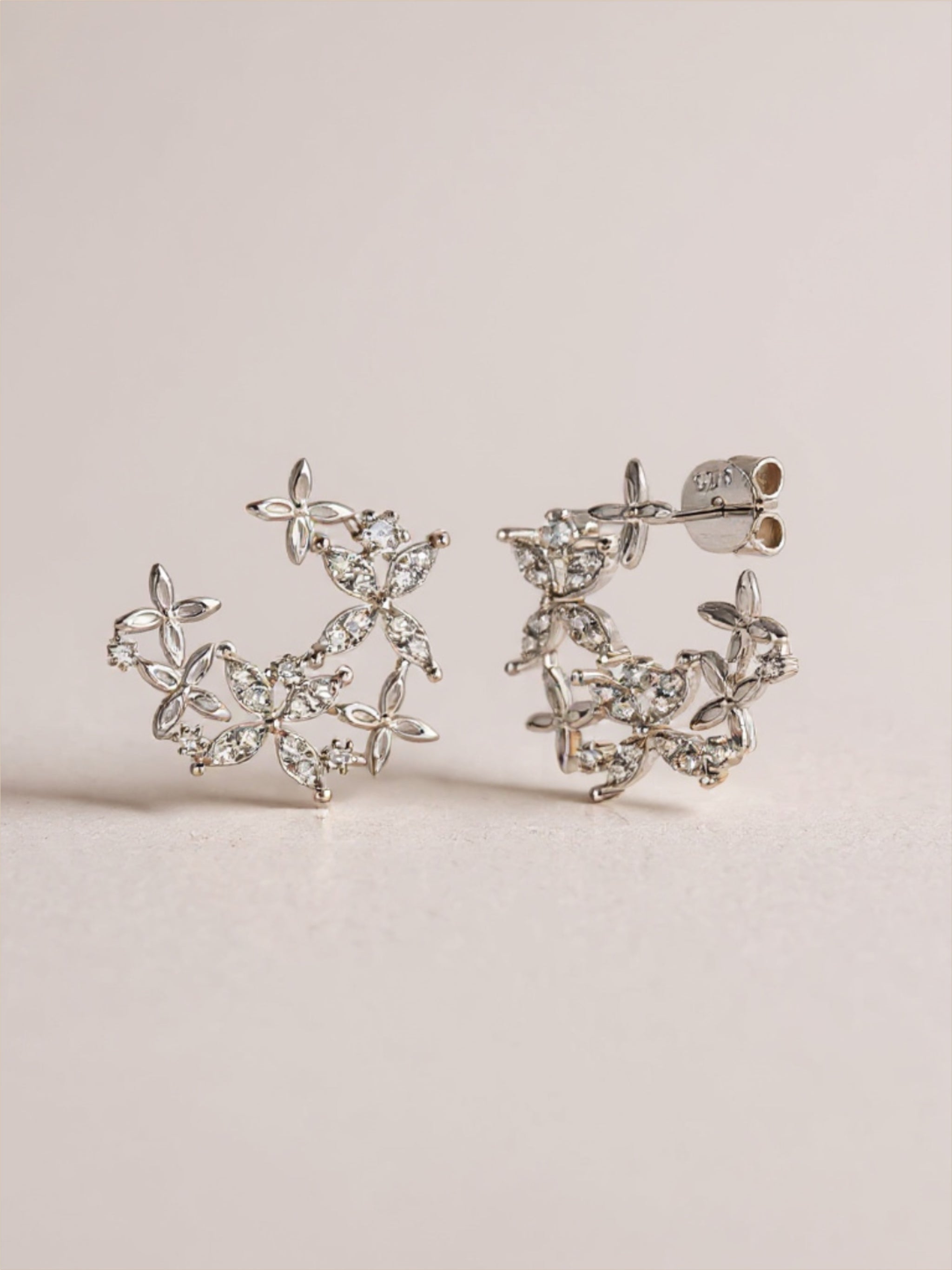 925 Sterling Silver Moissanite Lucky Clover Earrings
