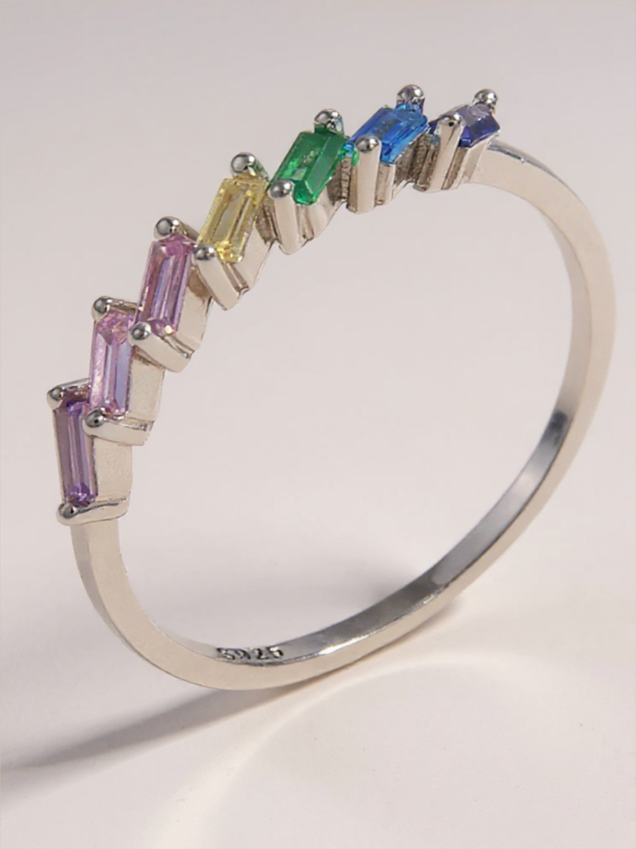 925 Sterling Silver Contrast CZ Ring