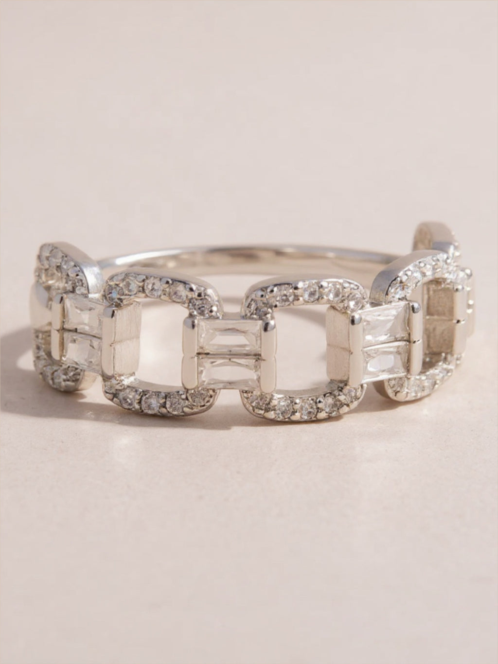 925 Sterling Silver CZ Cutout Ring