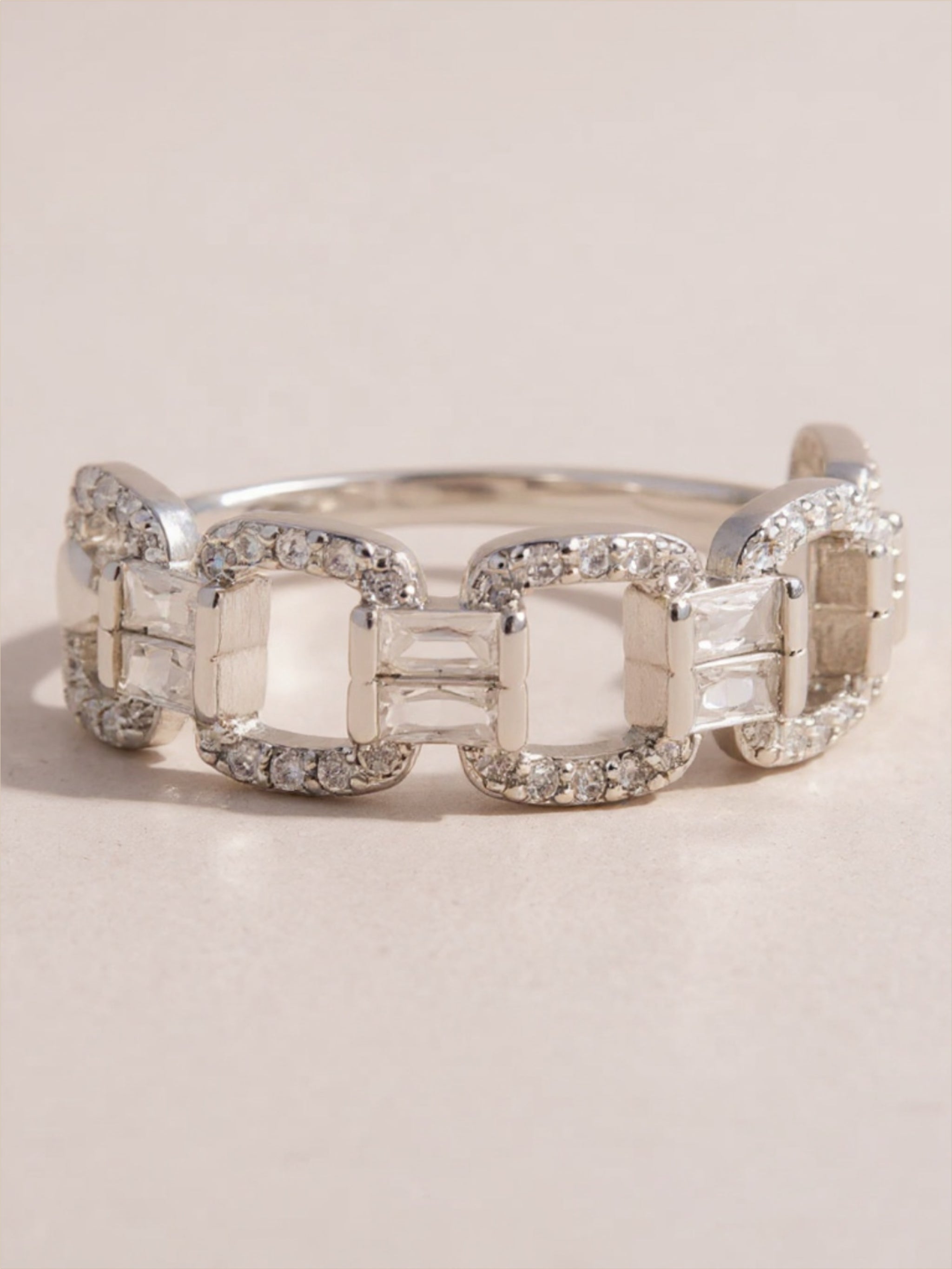 925 Sterling Silver CZ Cutout Ring